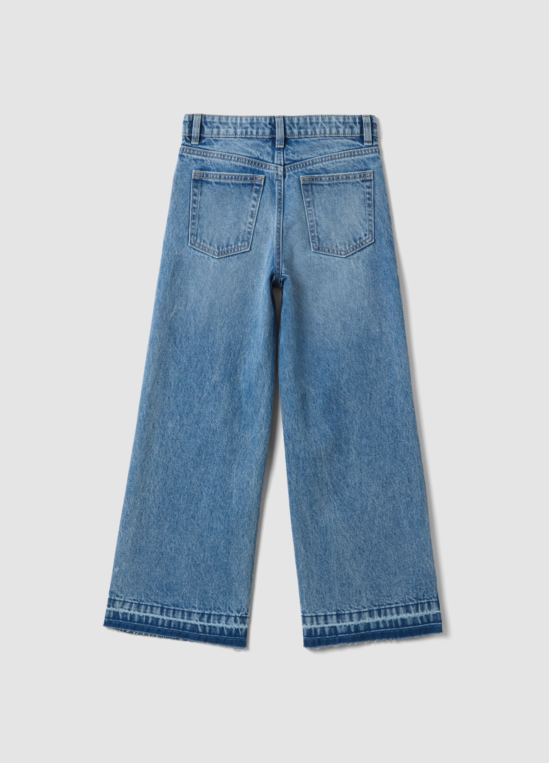 Pure cotton denim culotte jeans for girls