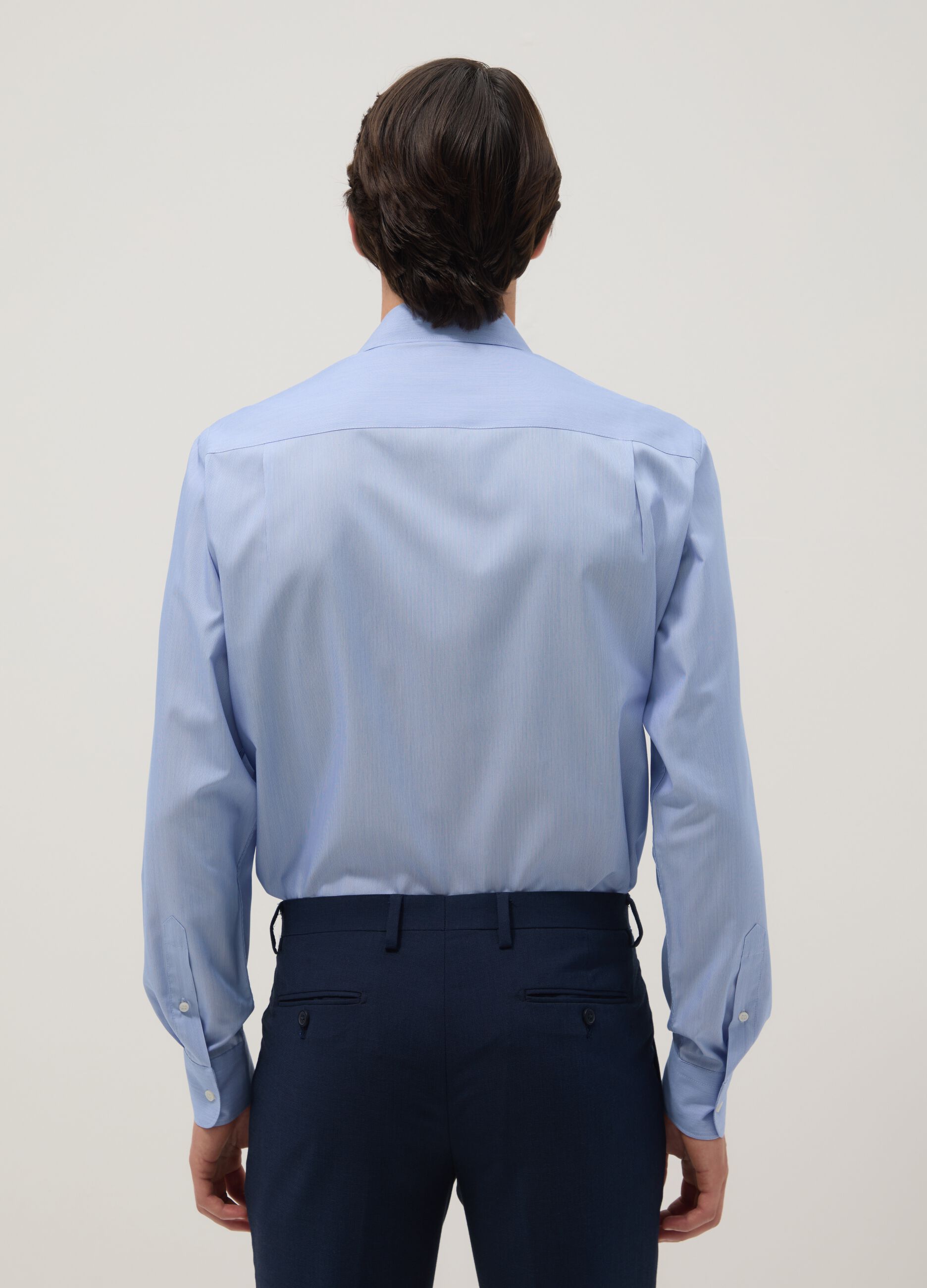 Regular fit blue shirt with French collar