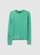 Green pure cotton regular fit sweater with cable knit_4