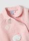 Pink newborn romper in cotton blend with snap closure and embroidery_2