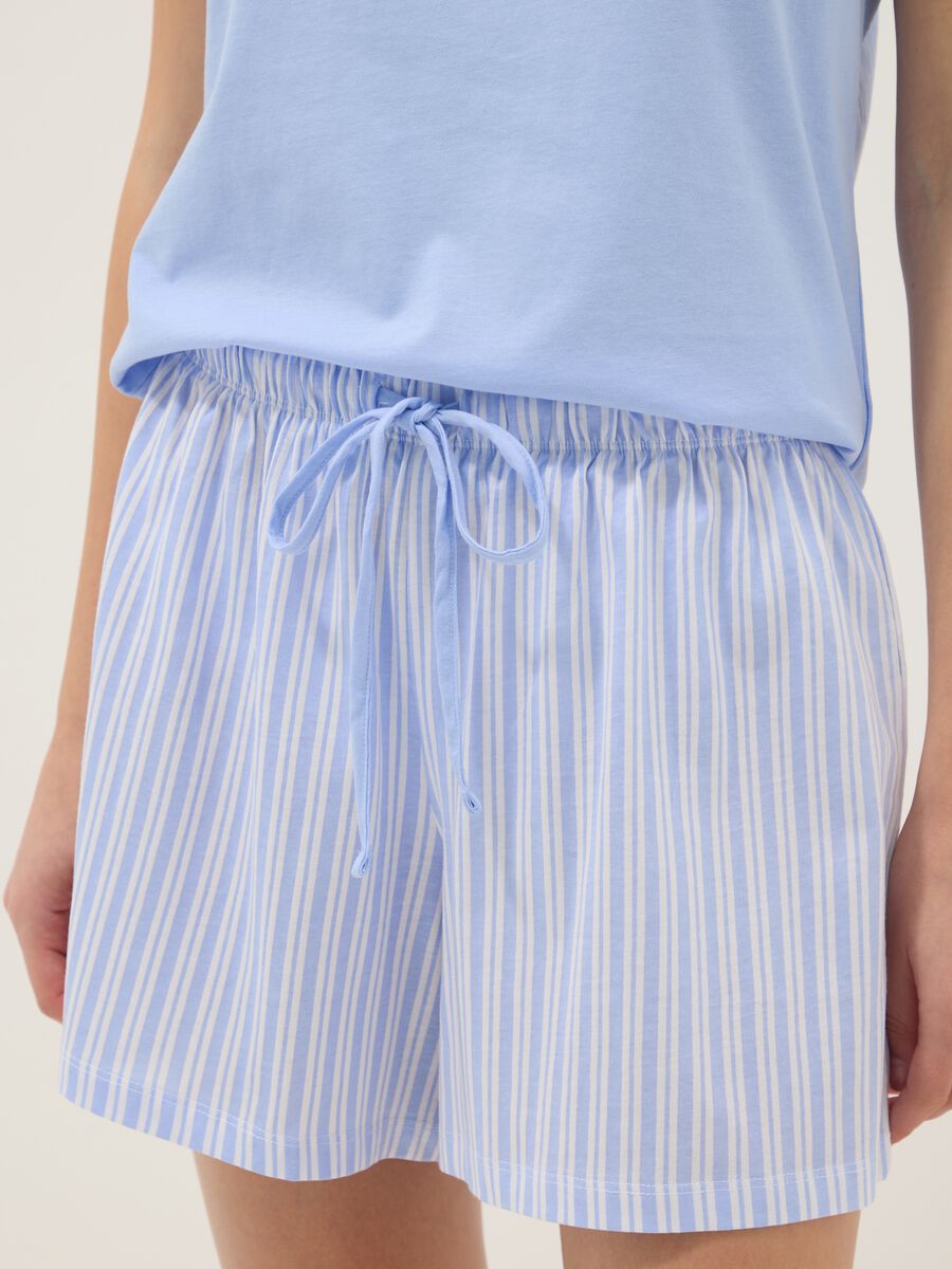 Sky blue regular fit short pyjamas in pure cotton_3