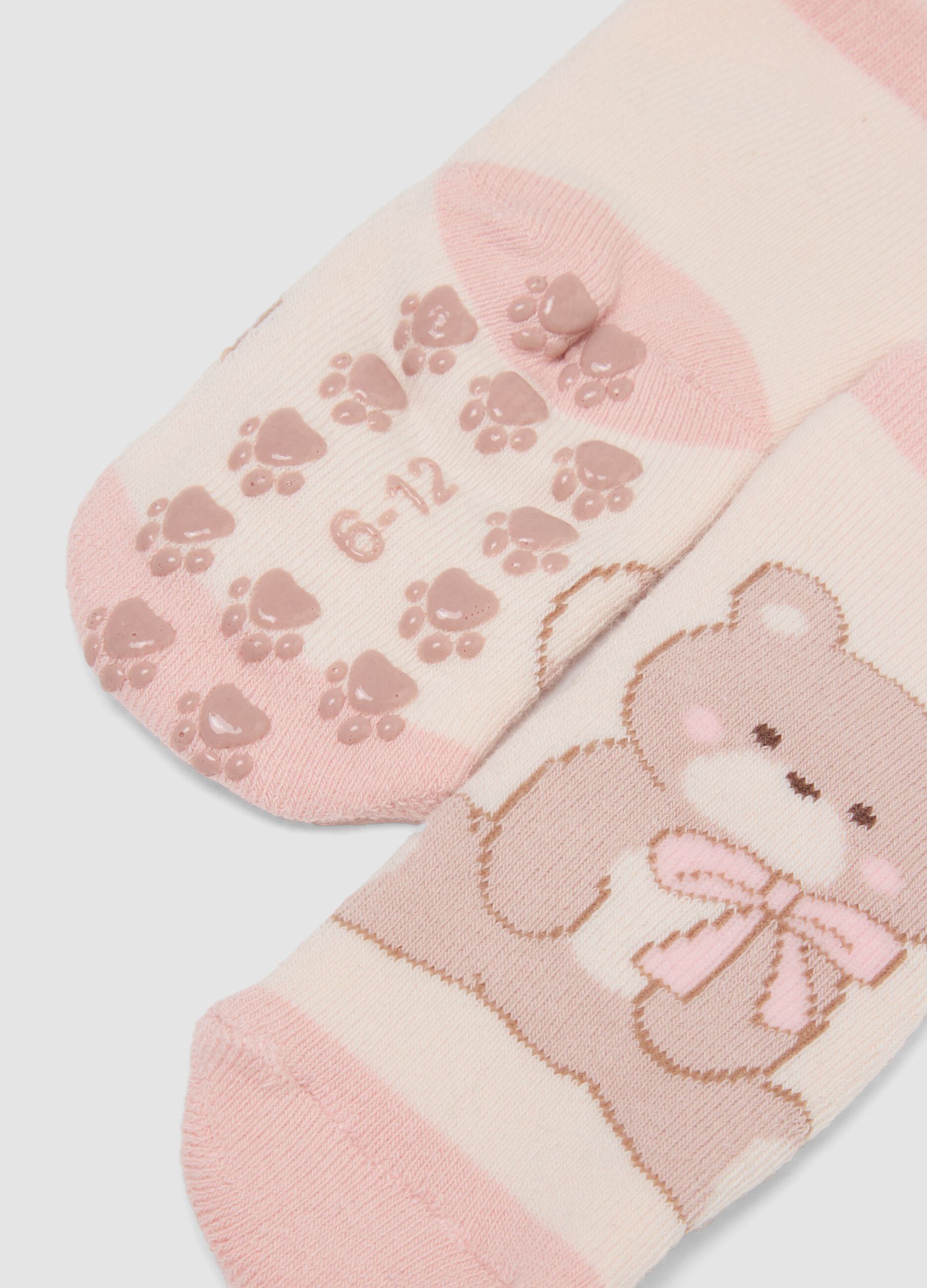 2-pack of pink organic cotton non-slip socks