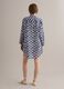 Blue long pure cotton shirt with floral print_3