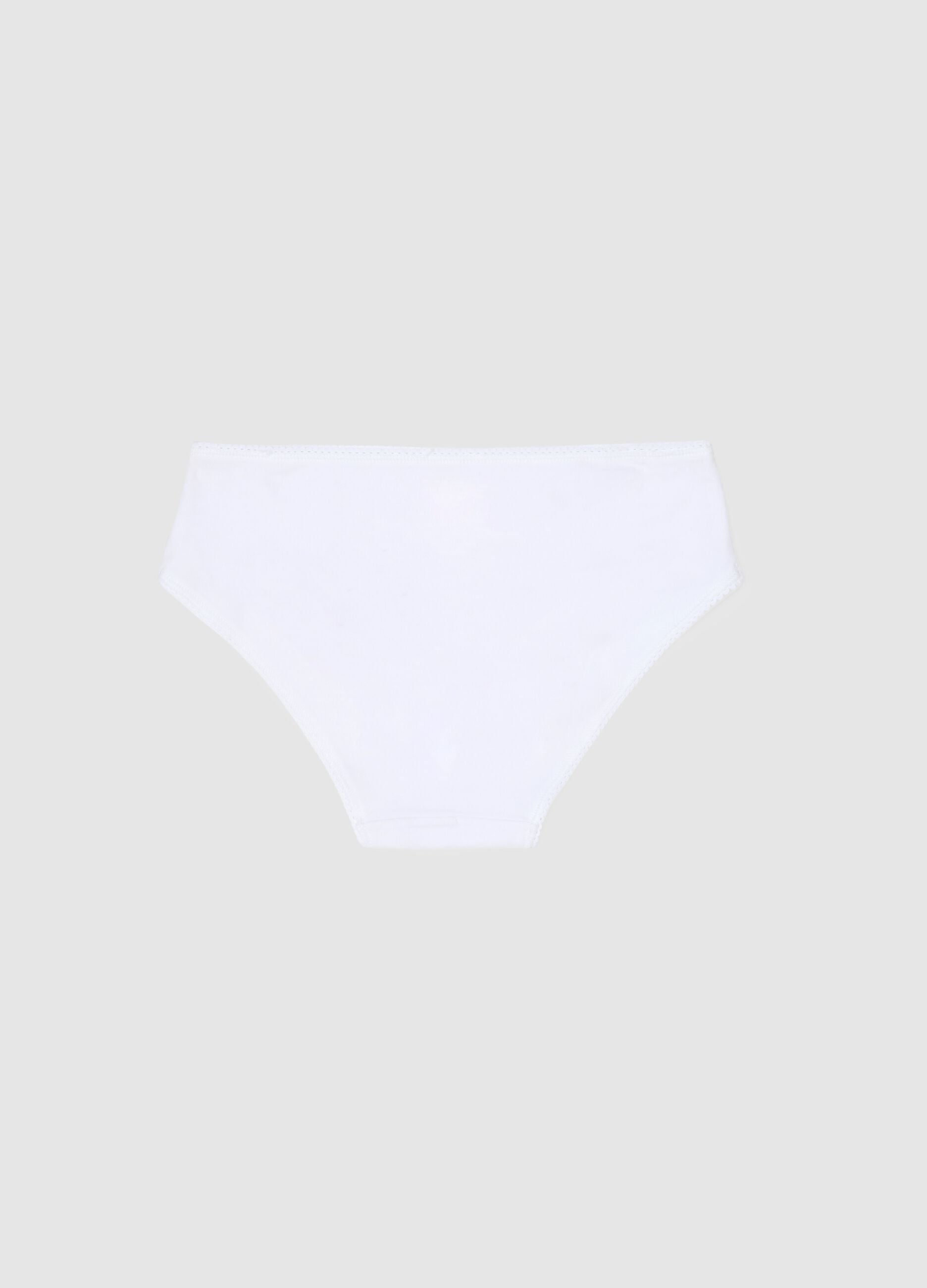 Girls' White Cotton Stretch Briefs - Regular Fit