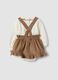 Brown and white pure organic cotton set with ruffle details for baby girl_1