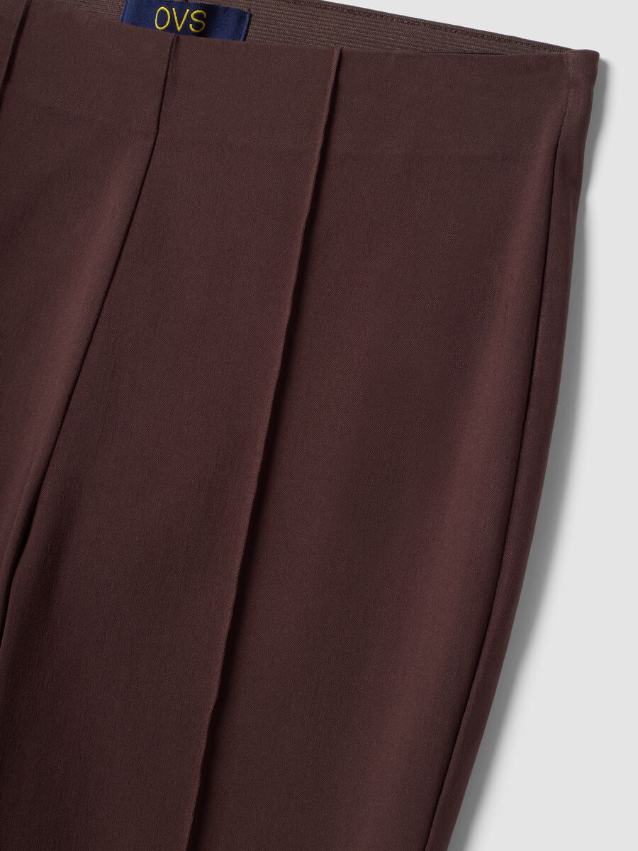Brown stretch viscose flared leggings_5