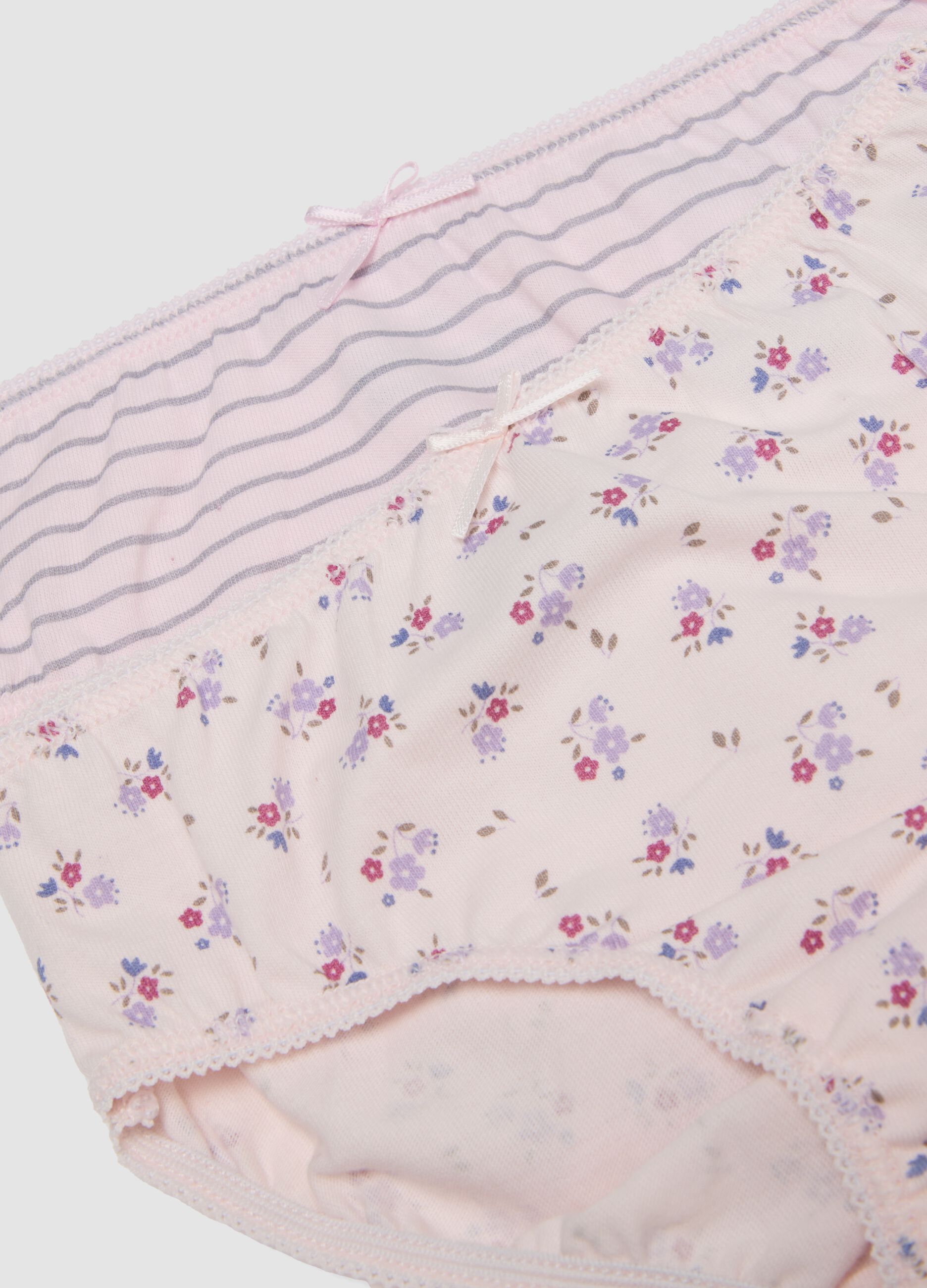 Multipack of five pink organic cotton jersey briefs for baby and toddler girls