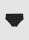 Black stretch organic cotton culotte briefs with floral print_1