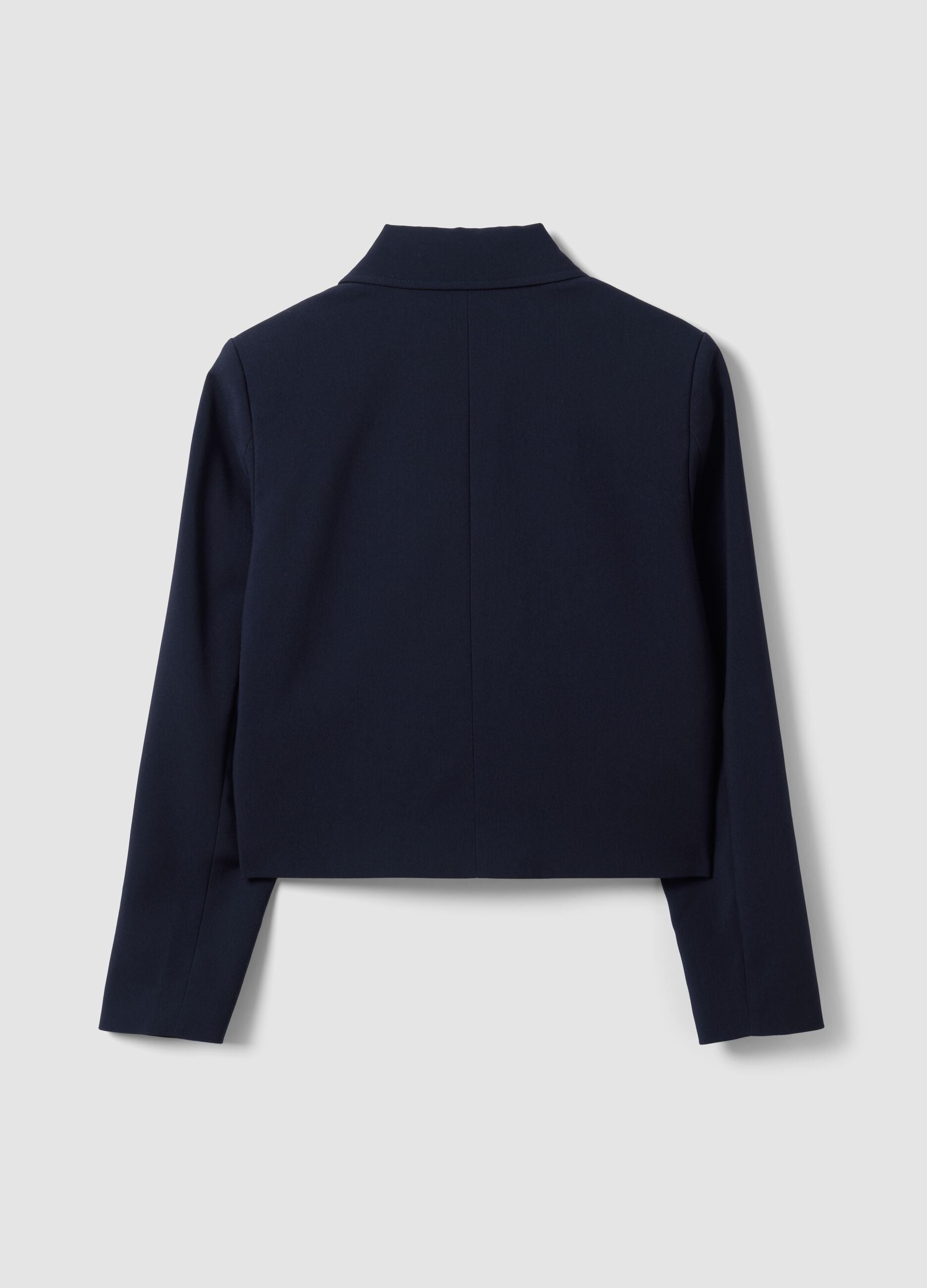 Blue double-breasted stretch viscose blazer with gold-tone buttons