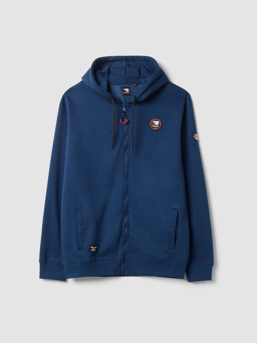 Blue cotton-blend hooded sweatshirt_0