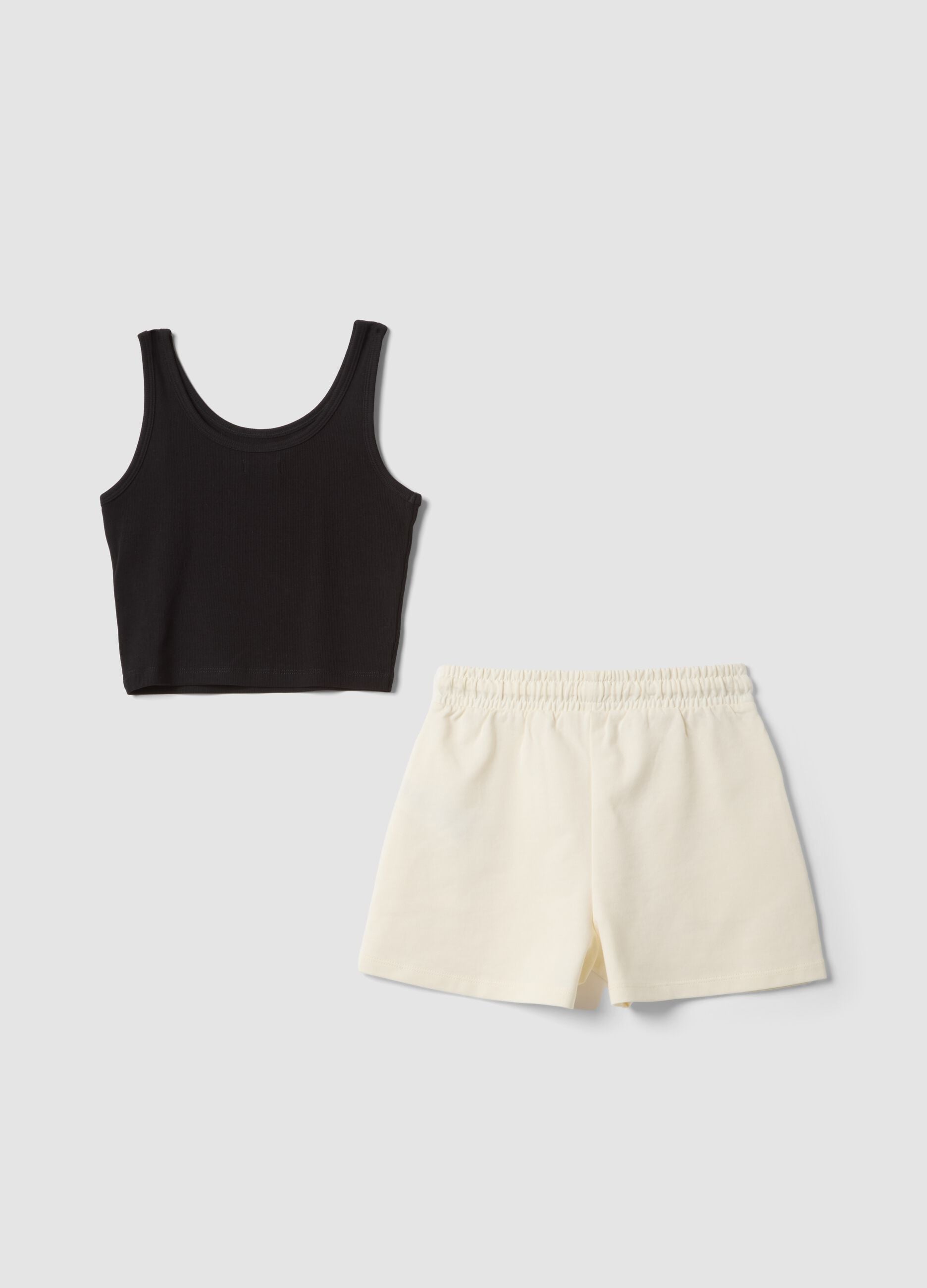 Girls' multicolour stretch-cotton fitted set