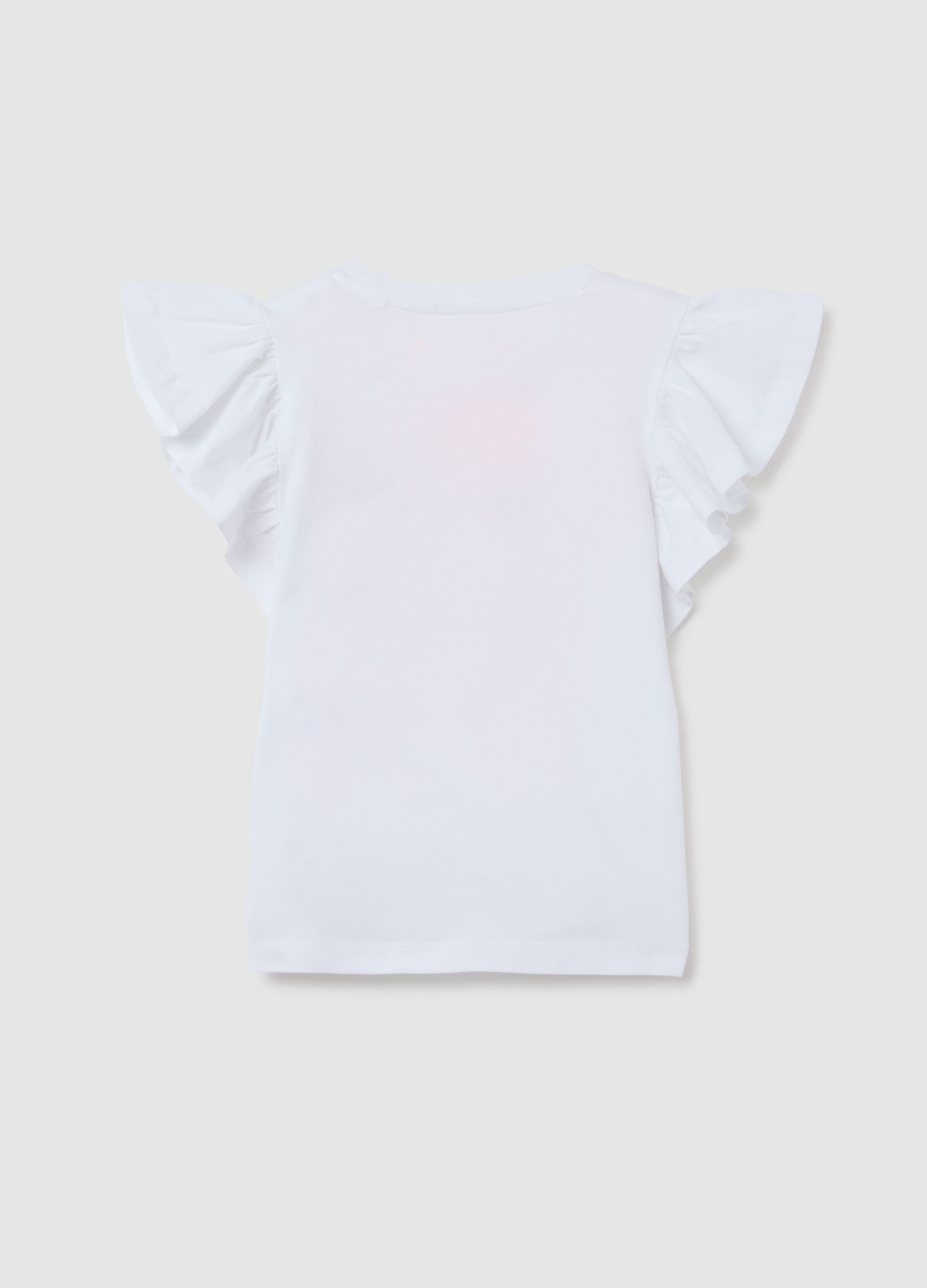 Girls' white stretch cotton T-shirt