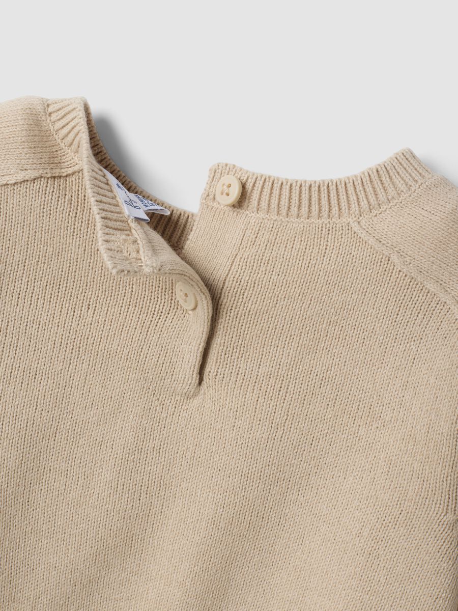 Beige cotton-blend crew-neck jumper for baby boy_2