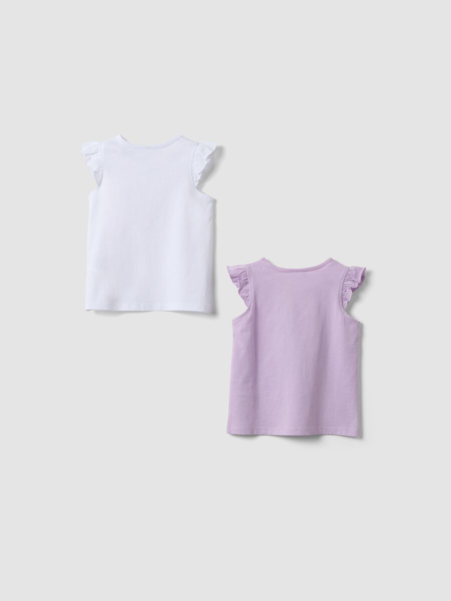 Bipack tank top multicolor in puro cotone da bimba con volant_1