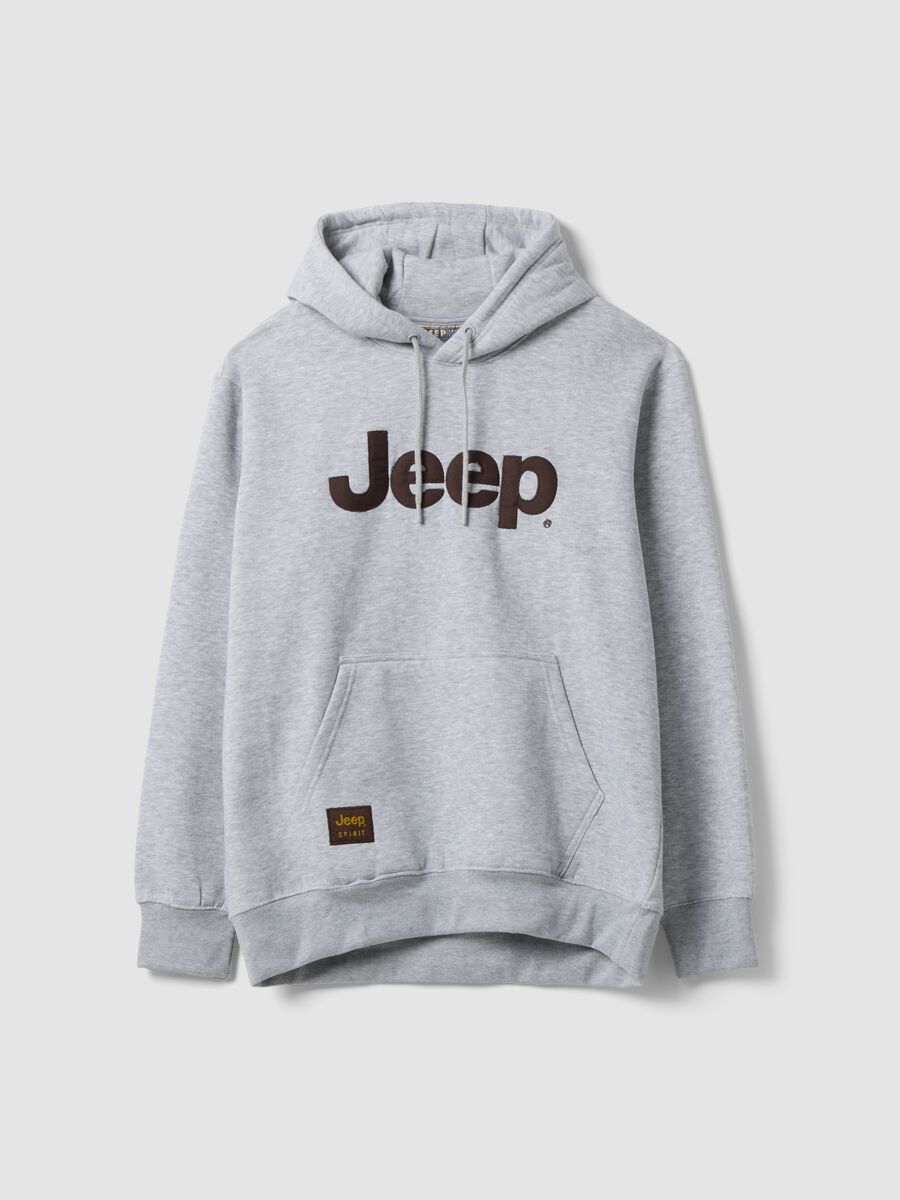 Felpa grigia in misto cotone con cappuccio e stampa Jeep relaxed fit_4