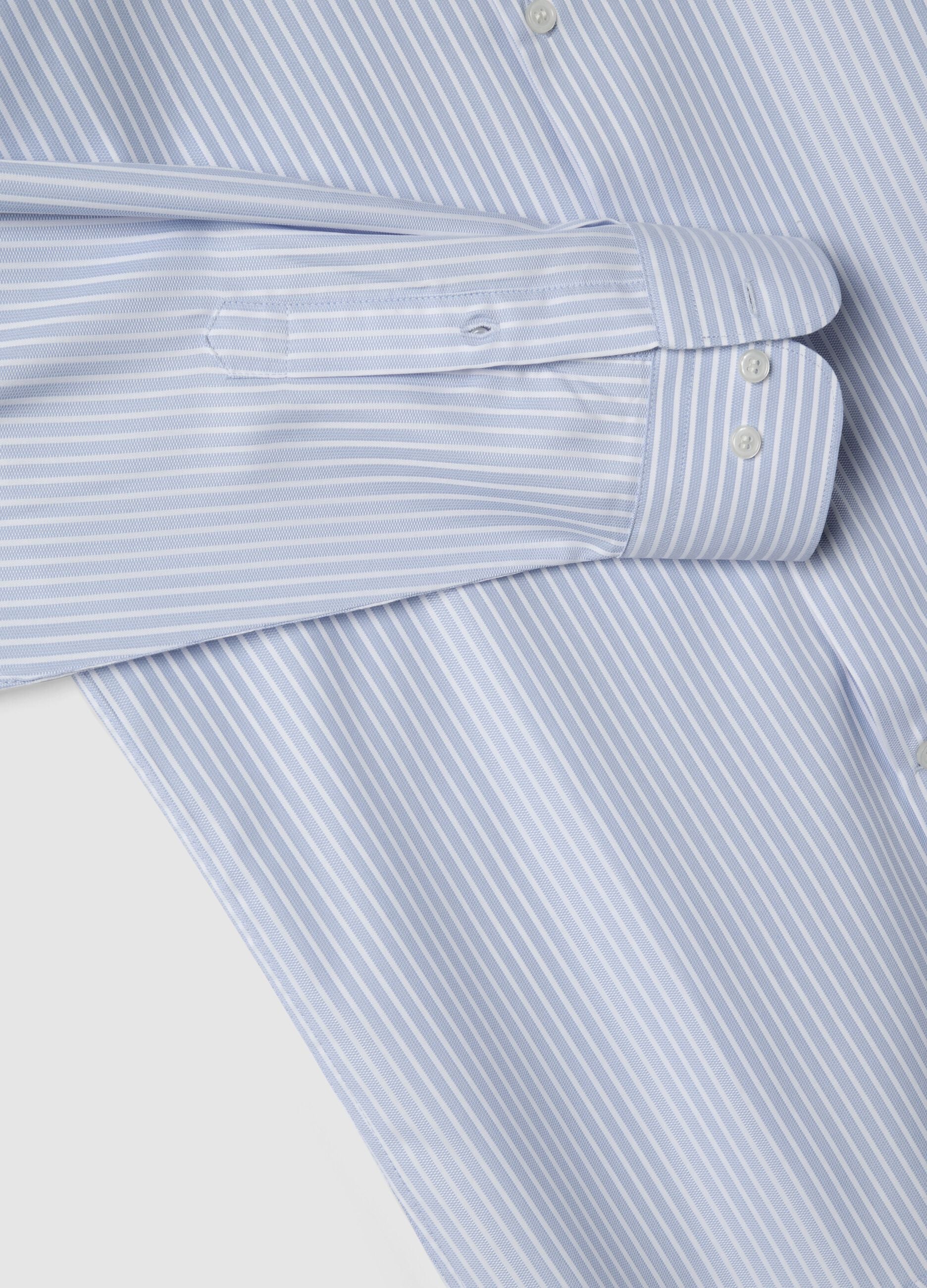 Multicolour striped slim fit shirt with French collar