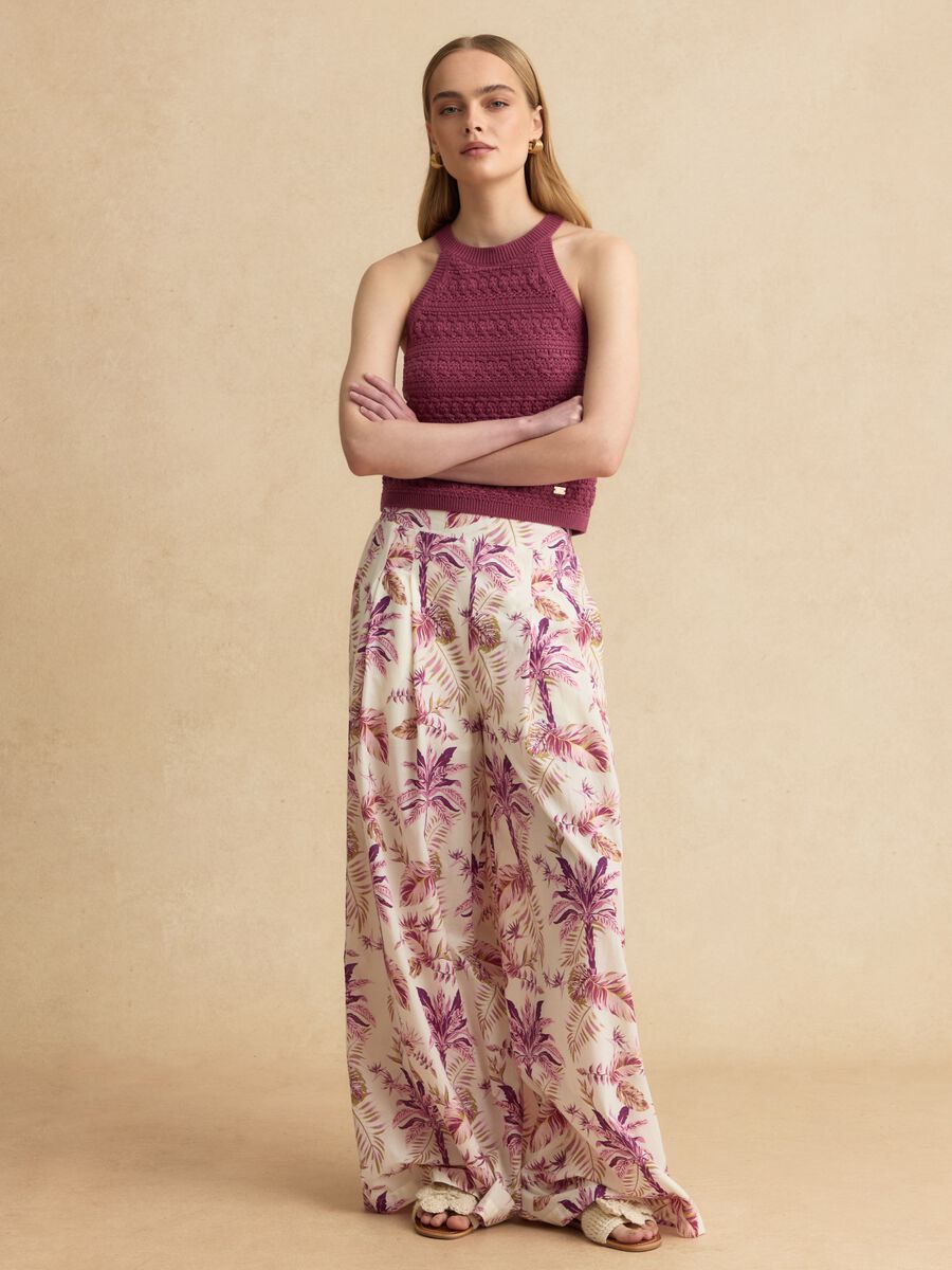 Purple knitted cotton-blend tank top_2
