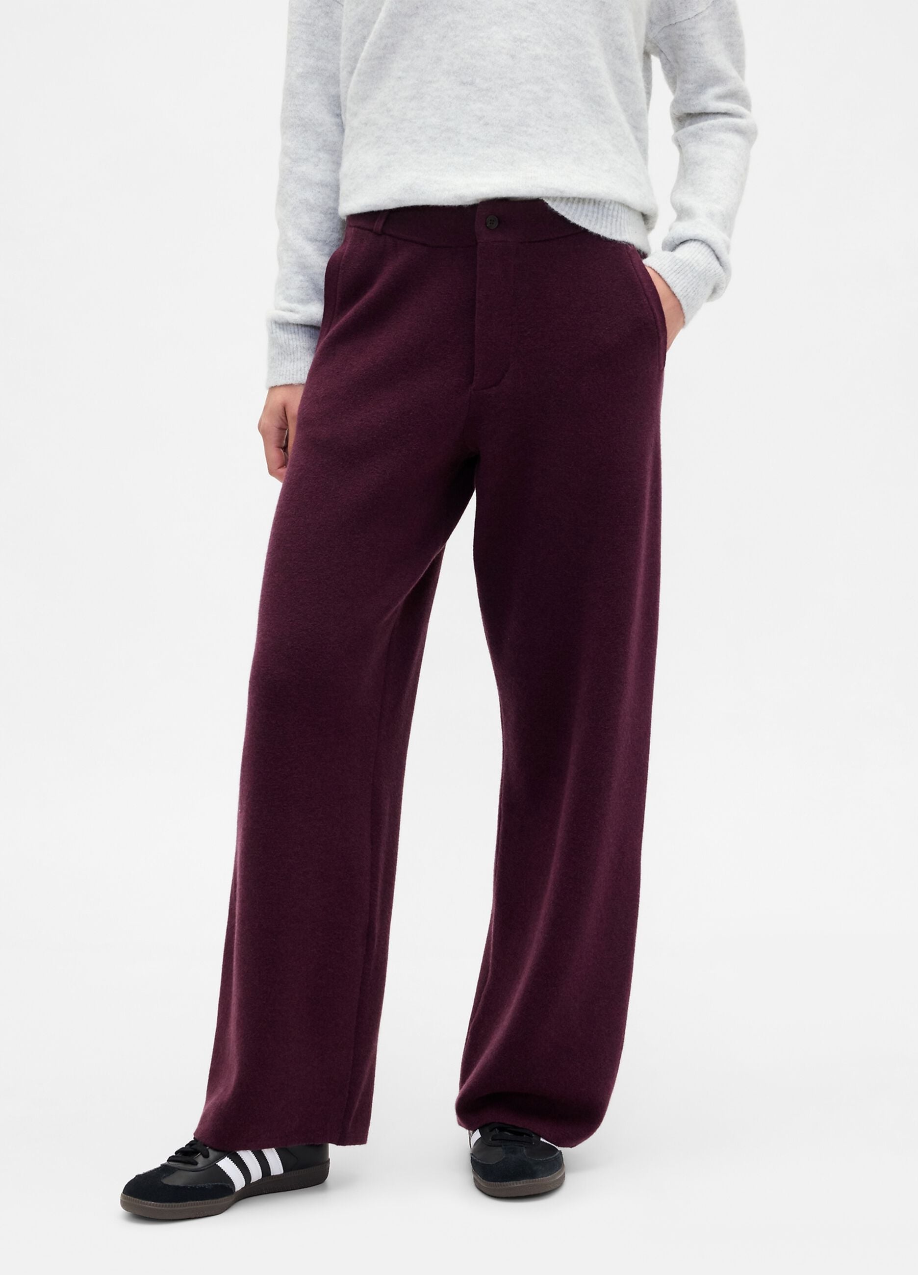 Women's Purple Cotton Blend Trousers