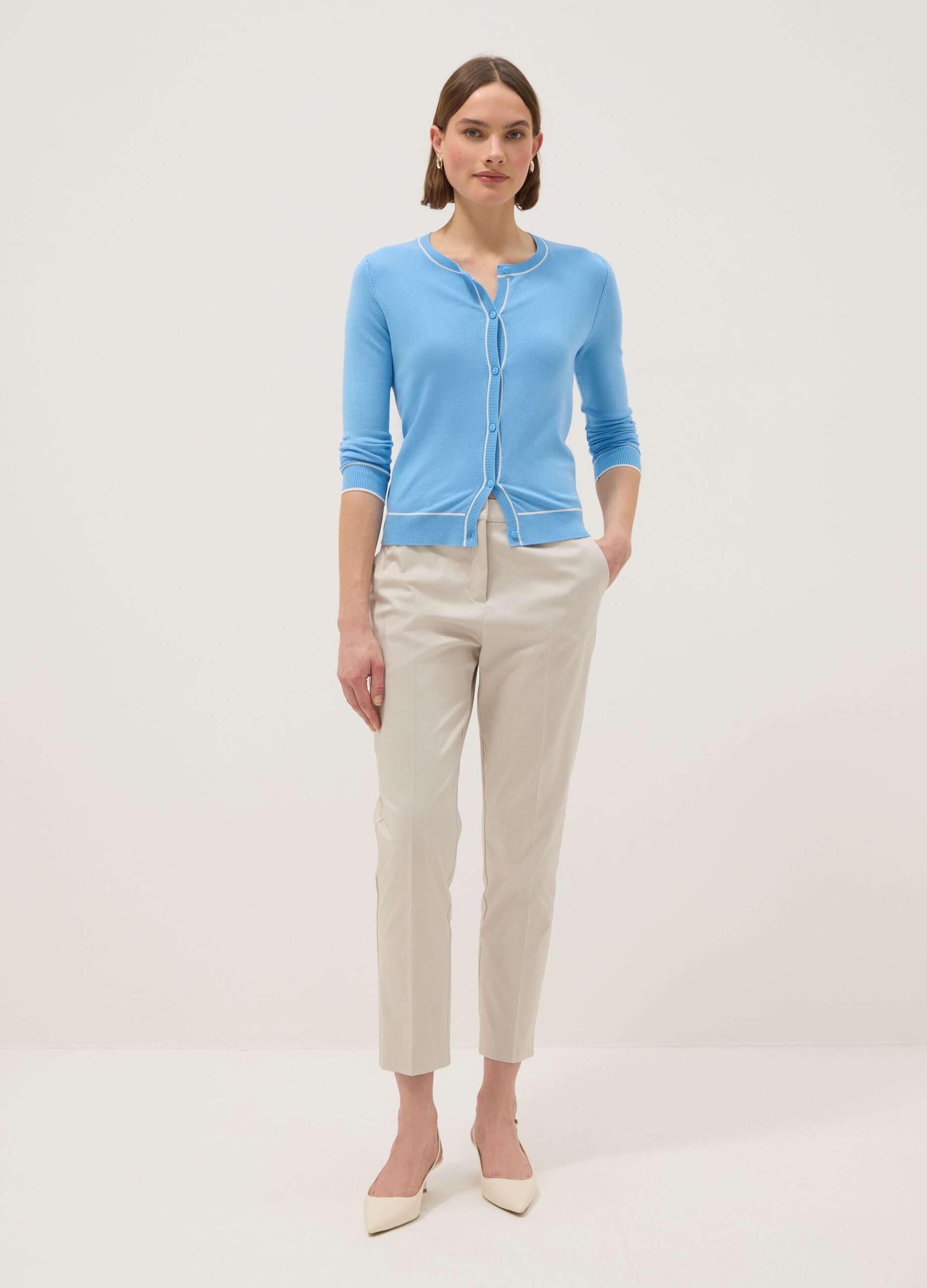 Blue viscose blend cardigan regular fit with buttons