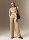 Beige wide leg jogger trousers in Lyocell and viscose blend_0