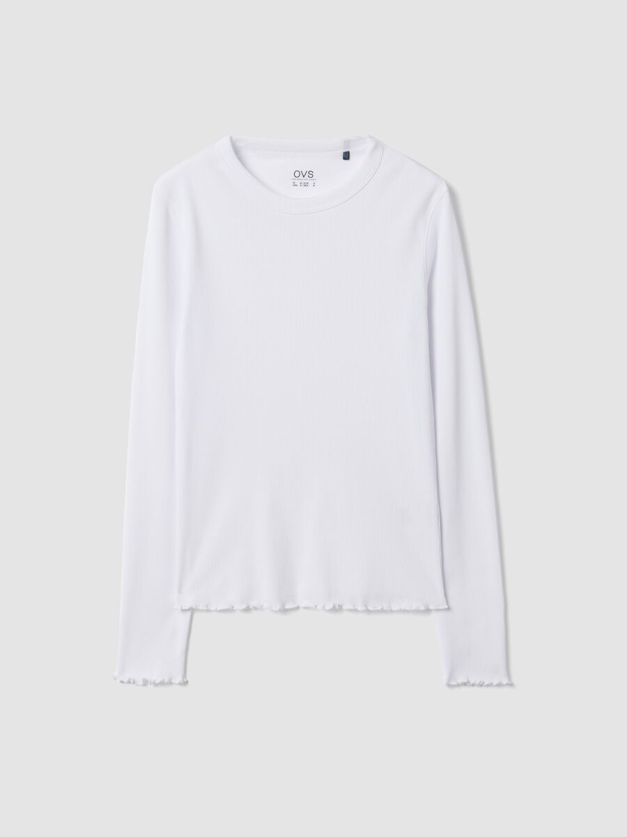 T-shirt bianca in puro cotone a maniche lunghe girocollo regular fit_4