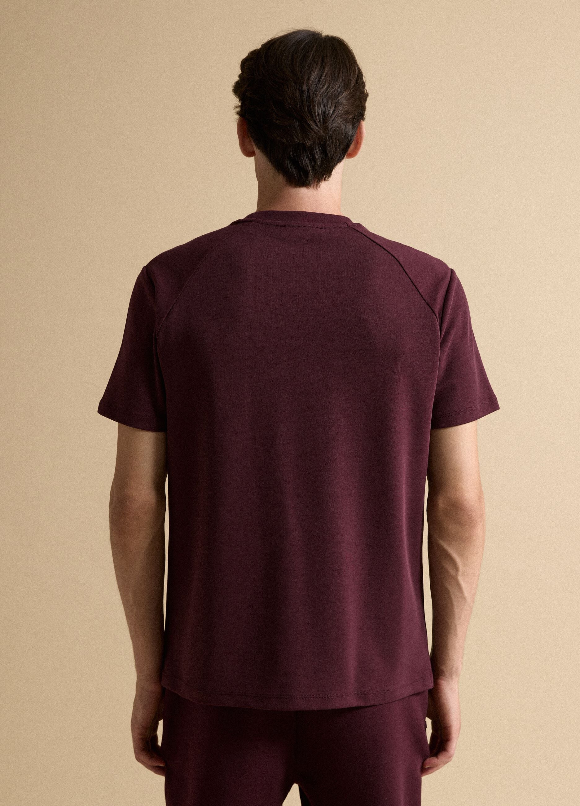 Red breathable, quick-dry cotton-blend T-shirt