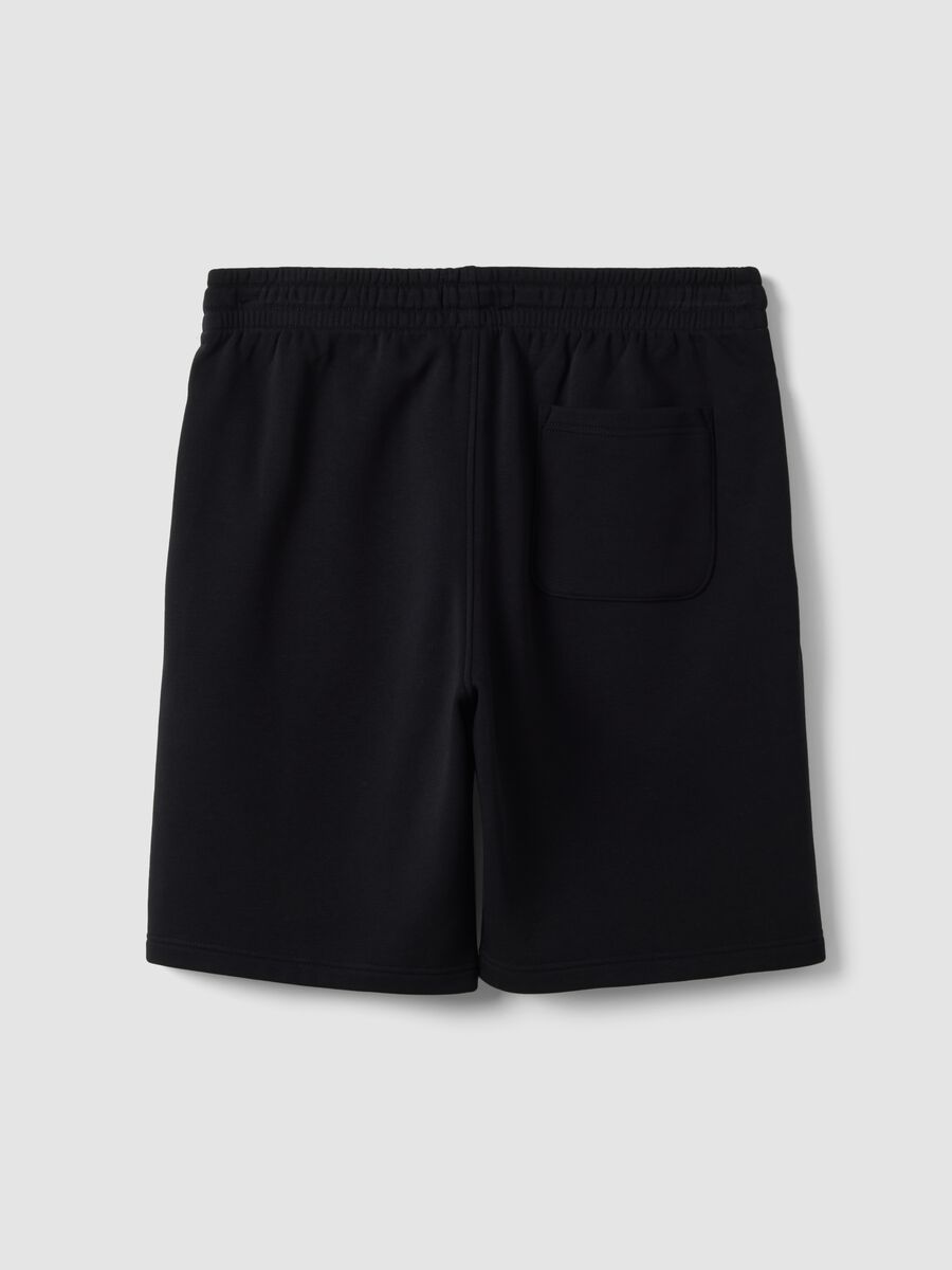 Shorts nero in misto cotone con vita elasticizzata regular fit_2