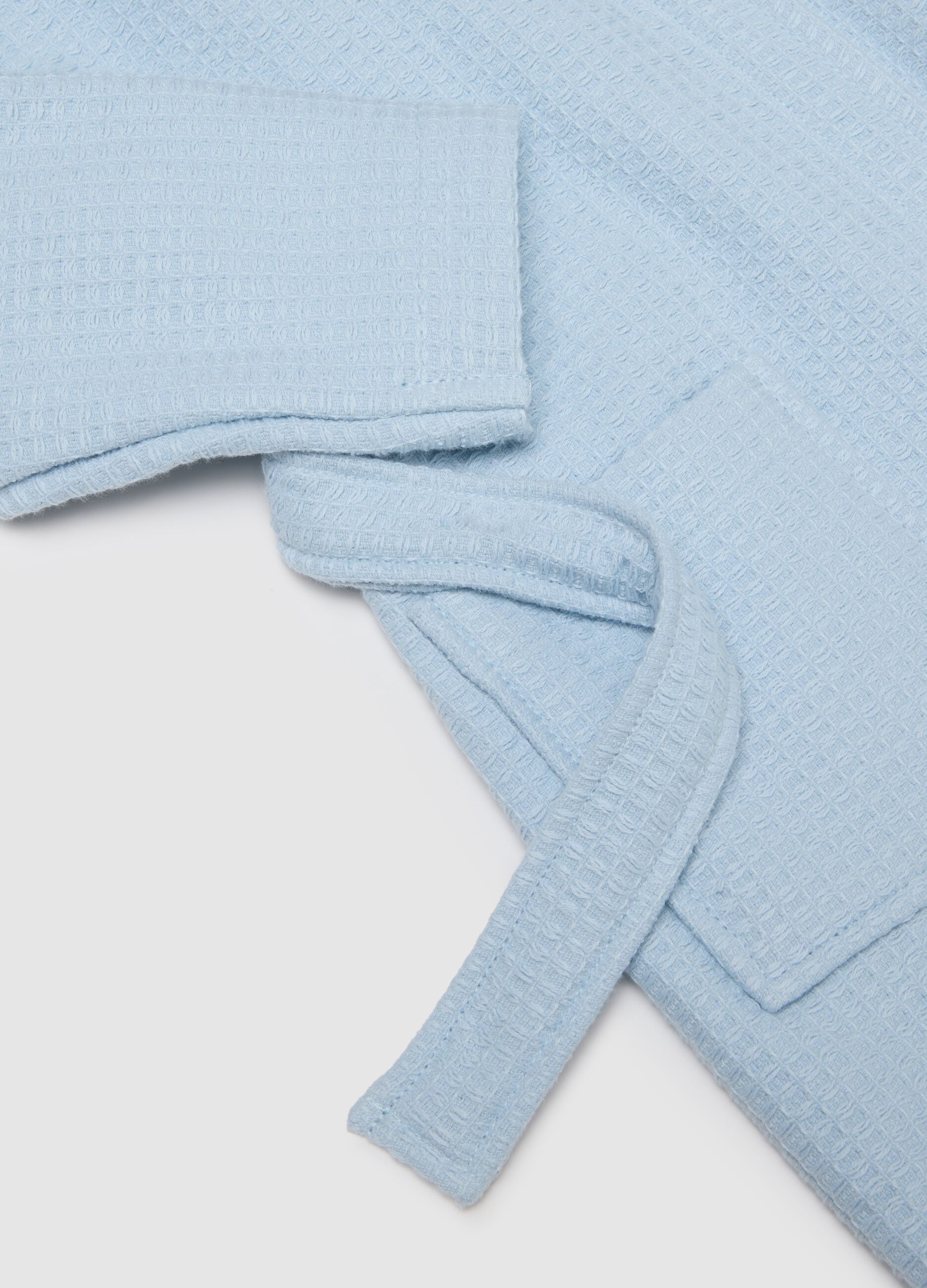 Blue hooded cotton baby bathrobe