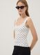 White fitted stretch cotton polka-dot top_0