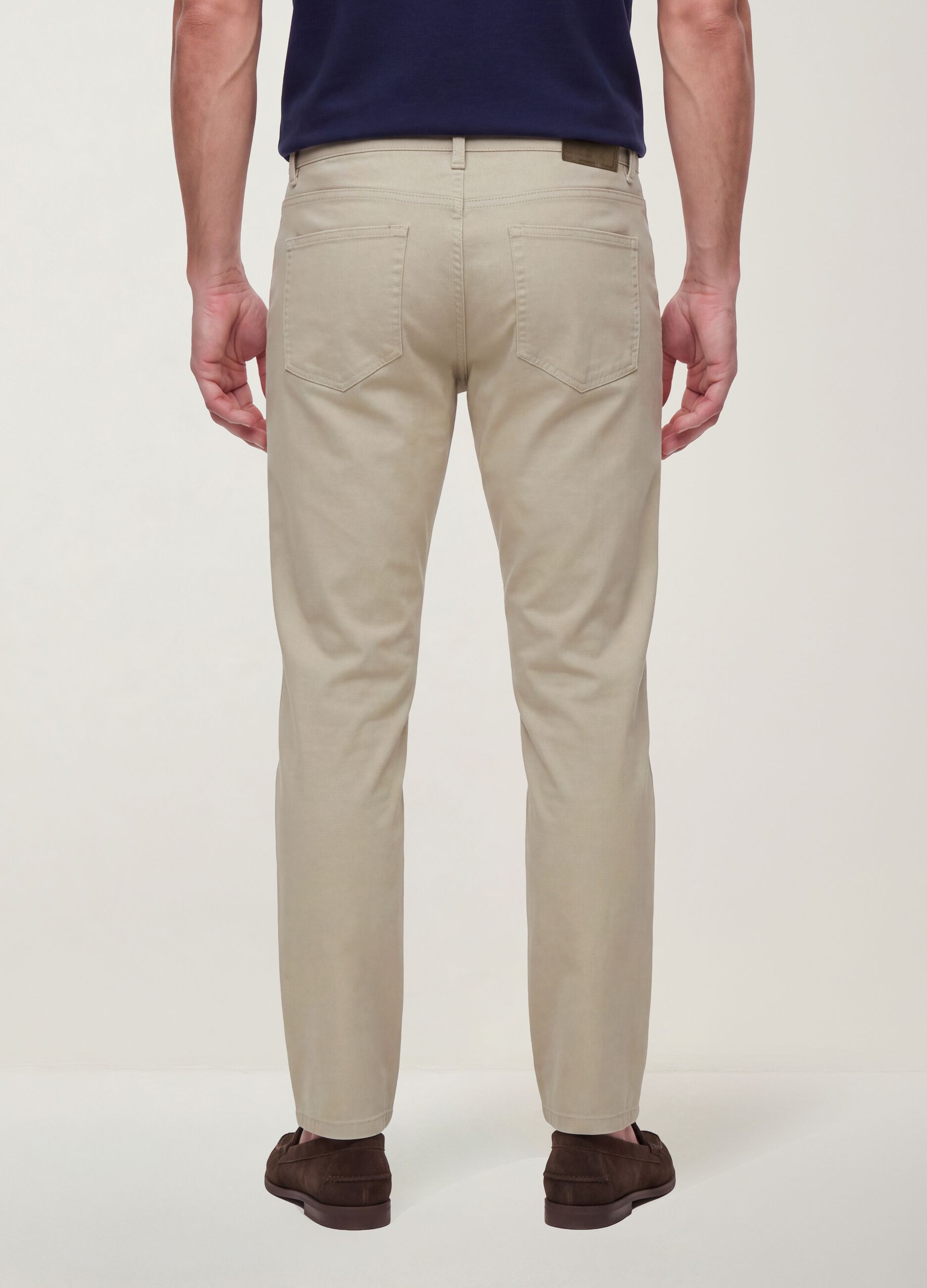 Beige pure cotton five-pocket trousers