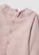 Pink pure organic cotton baby girl sleepsuit with ruffle collar_3