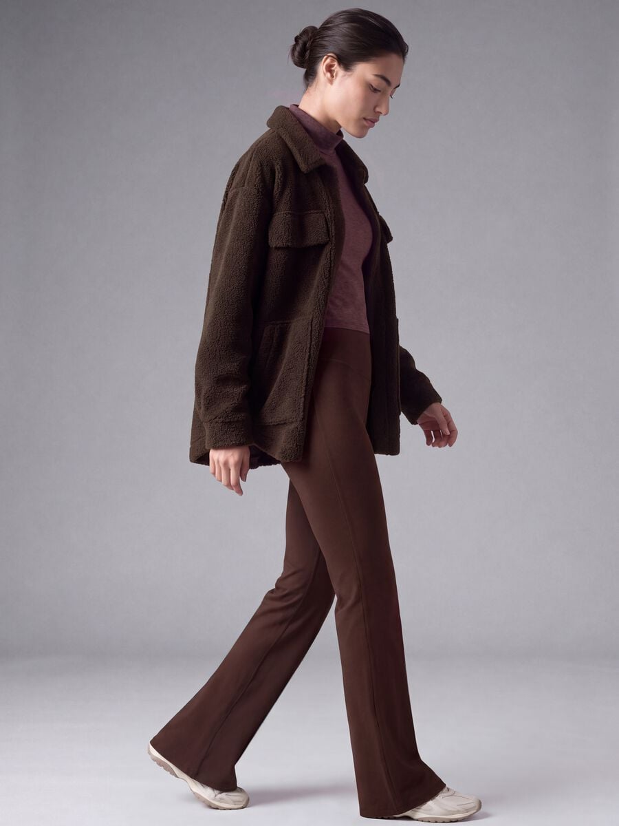 Brown flared leggings in breathable stretch fabric ALTAVIA STUDIO_1