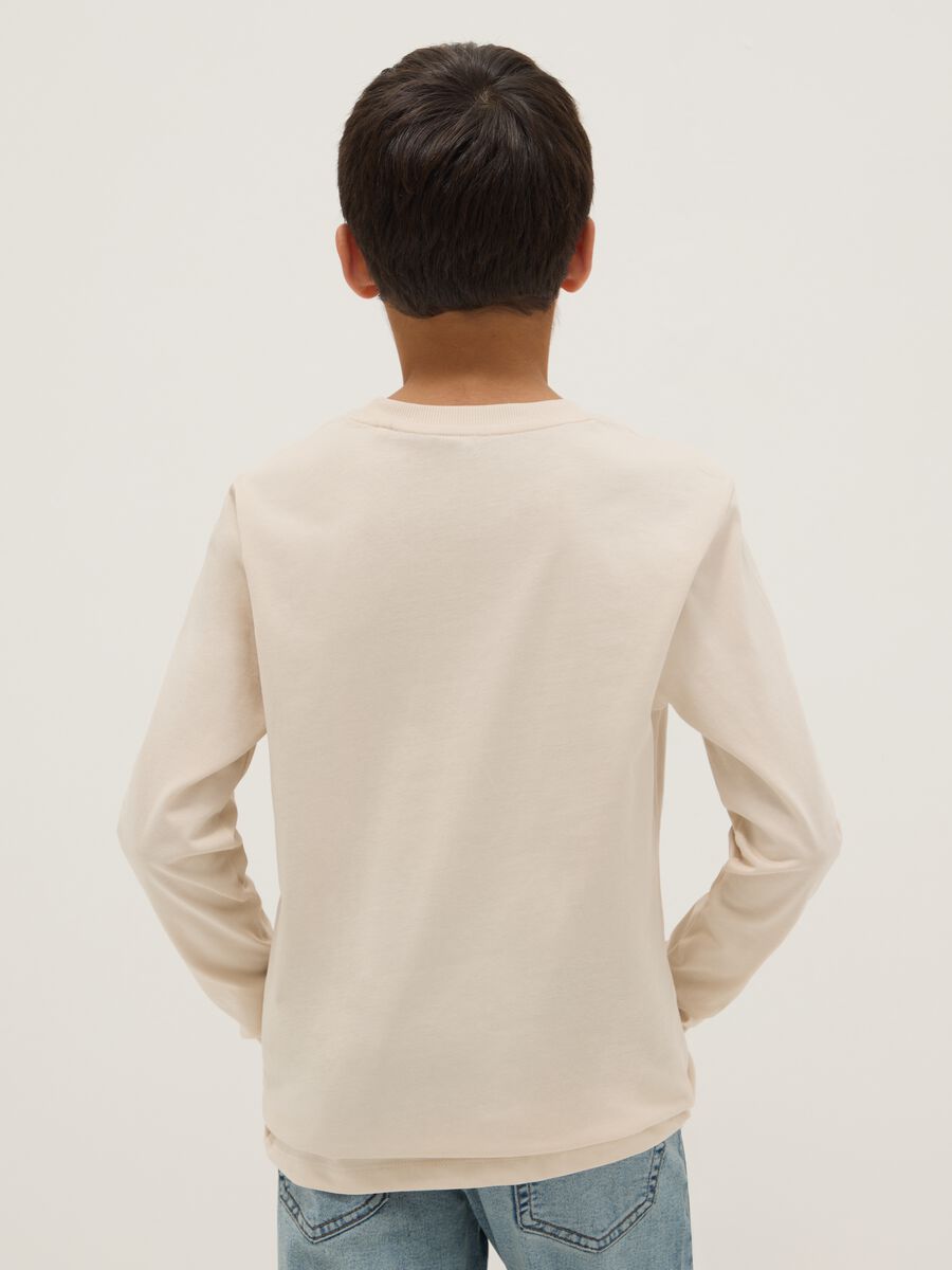 Maglia da ragazzo in puro cotone beige regular fit_1