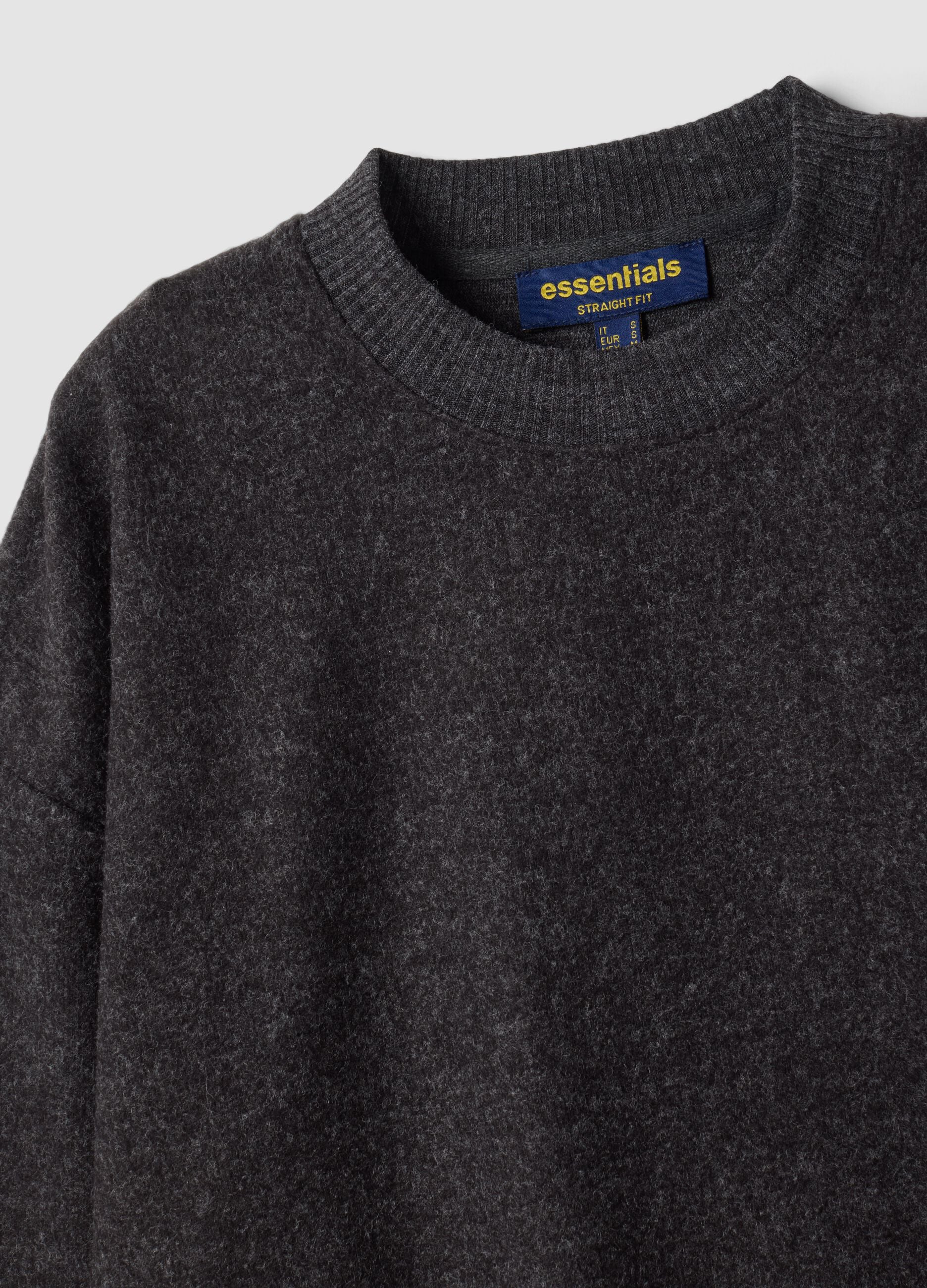 Grey viscose-blend crew-neck jumper, regular fit