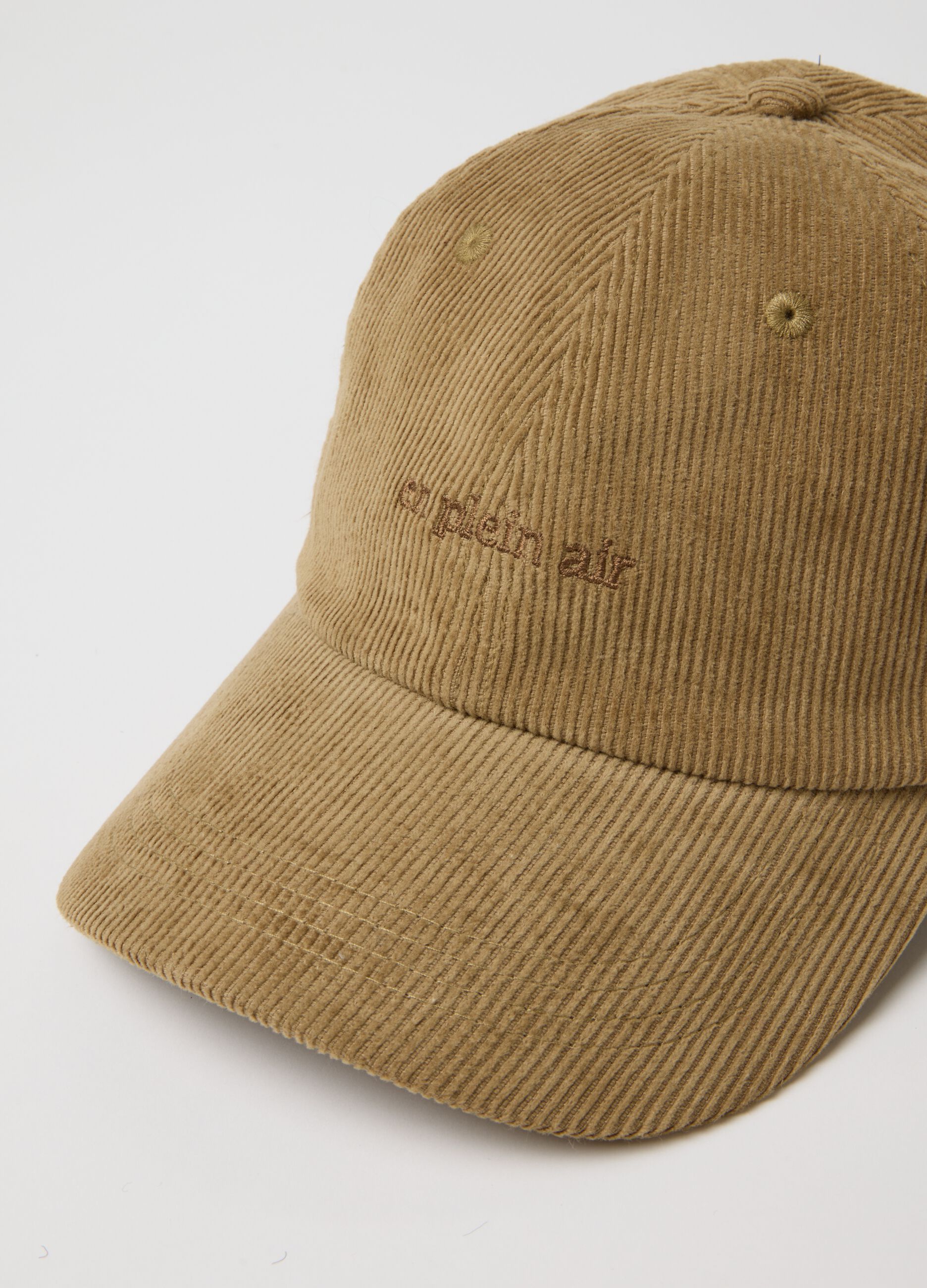 Beige pure cotton ribbed cap