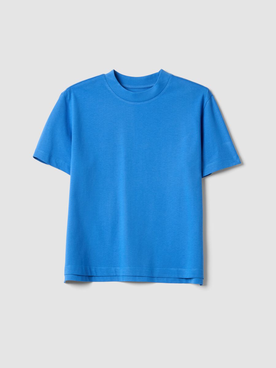 Blue pure cotton regular-fit T-shirt_4