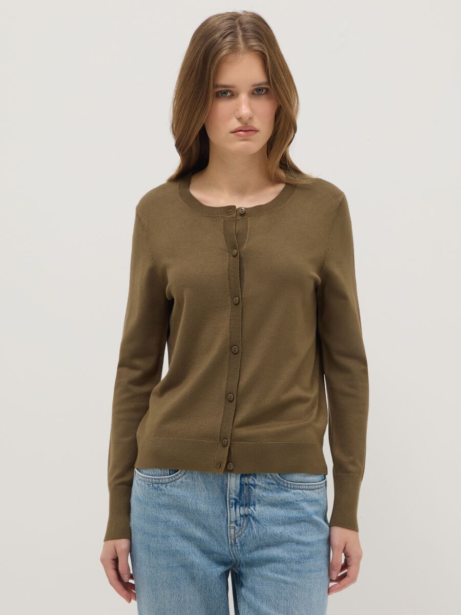 Green Crewneck Cardigan Regular Fit_0