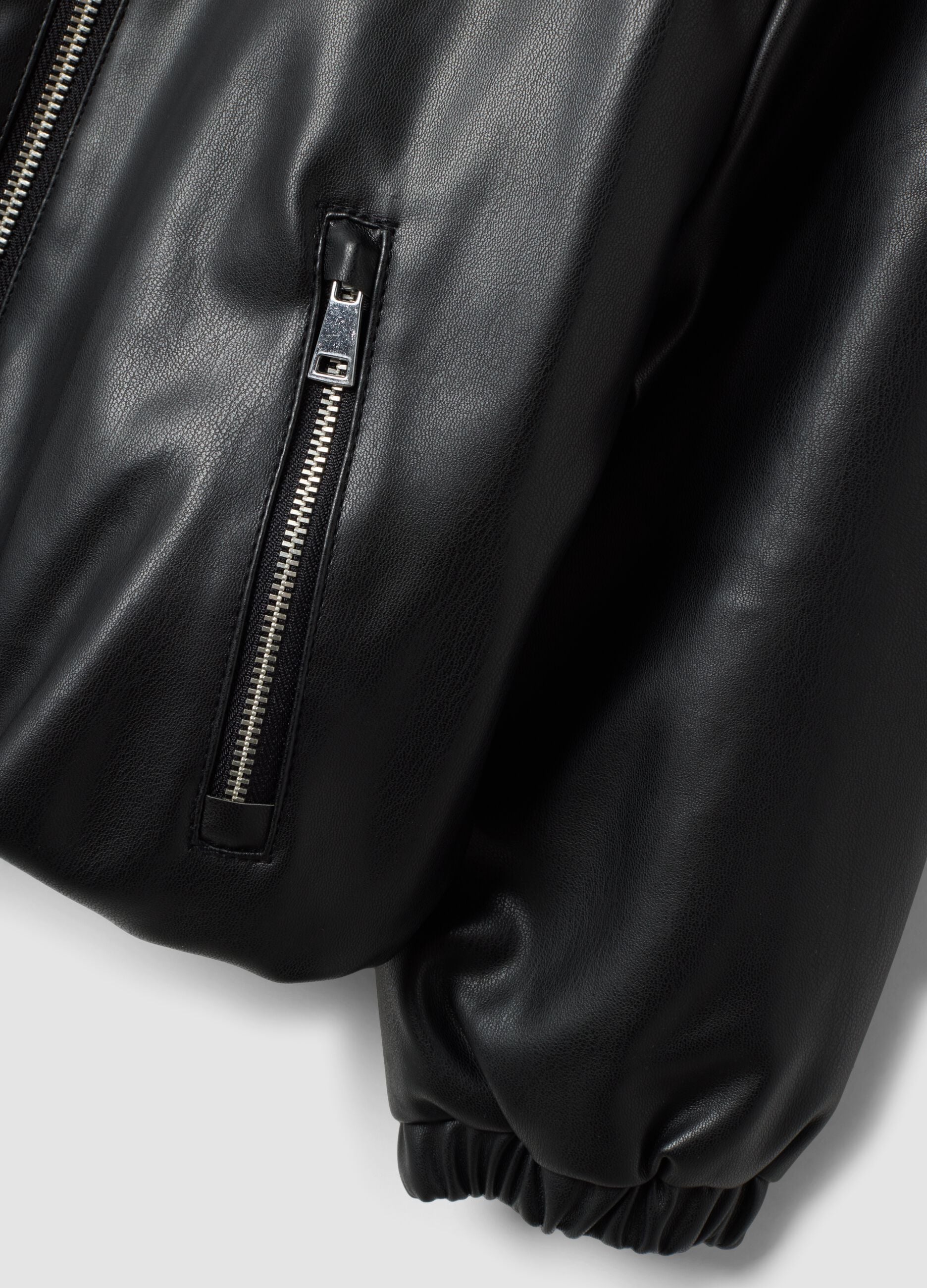 Black zip-up jacket, regular fit, for girls