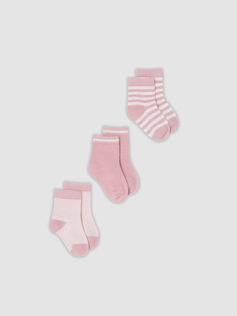 3-pack of pink striped stretch organic cotton socks_0