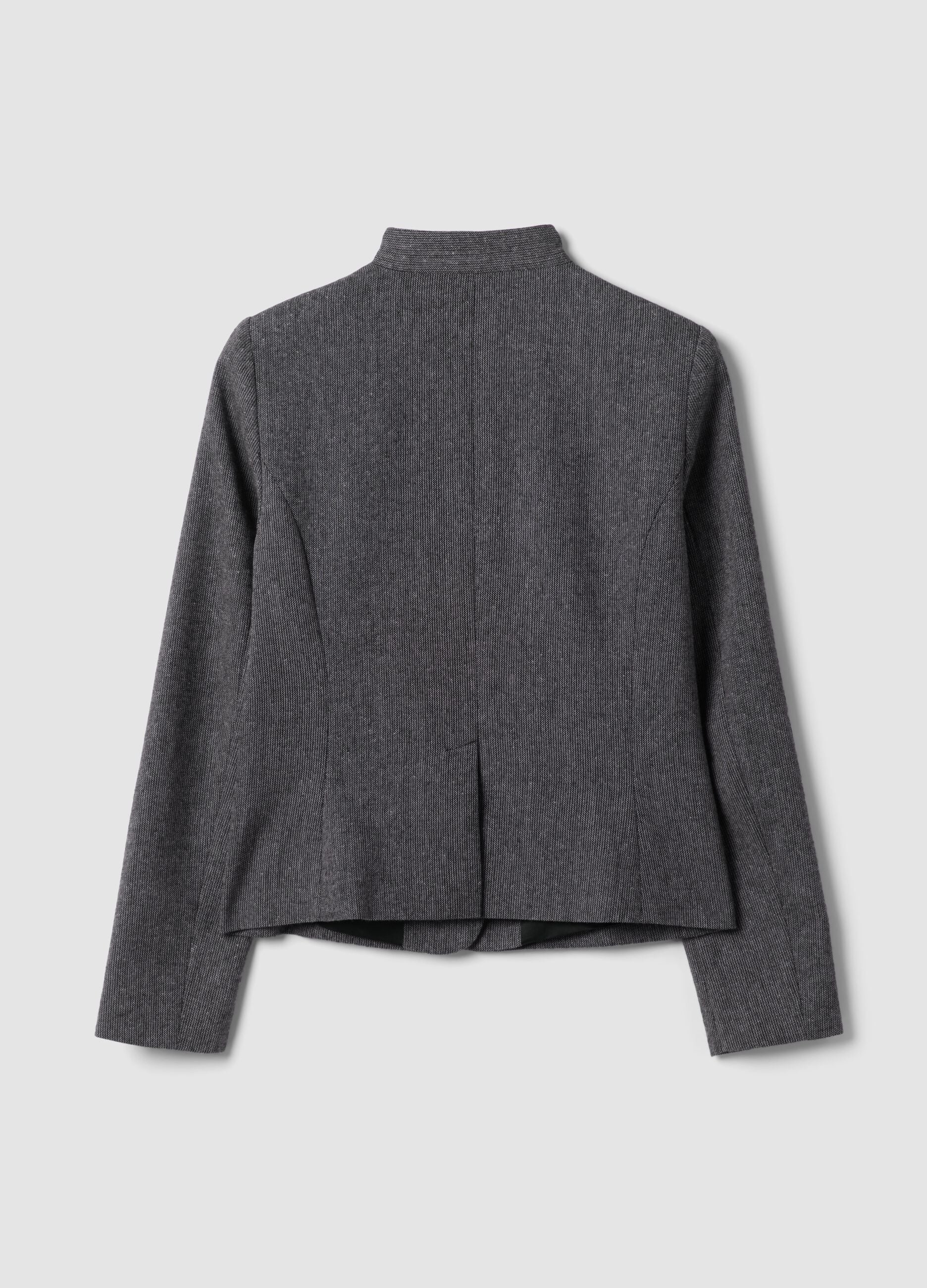 Grey wool and viscose-blend slim-fit blazer
