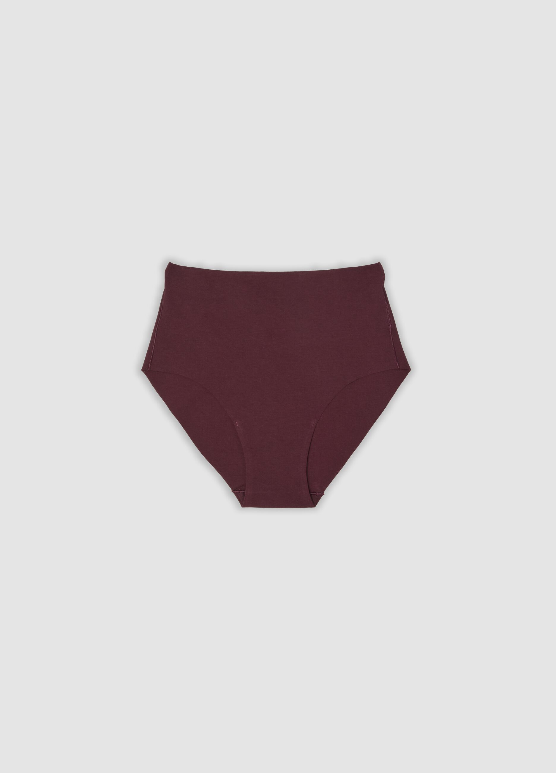 Purple high-waisted briefs in stretch organic cotton