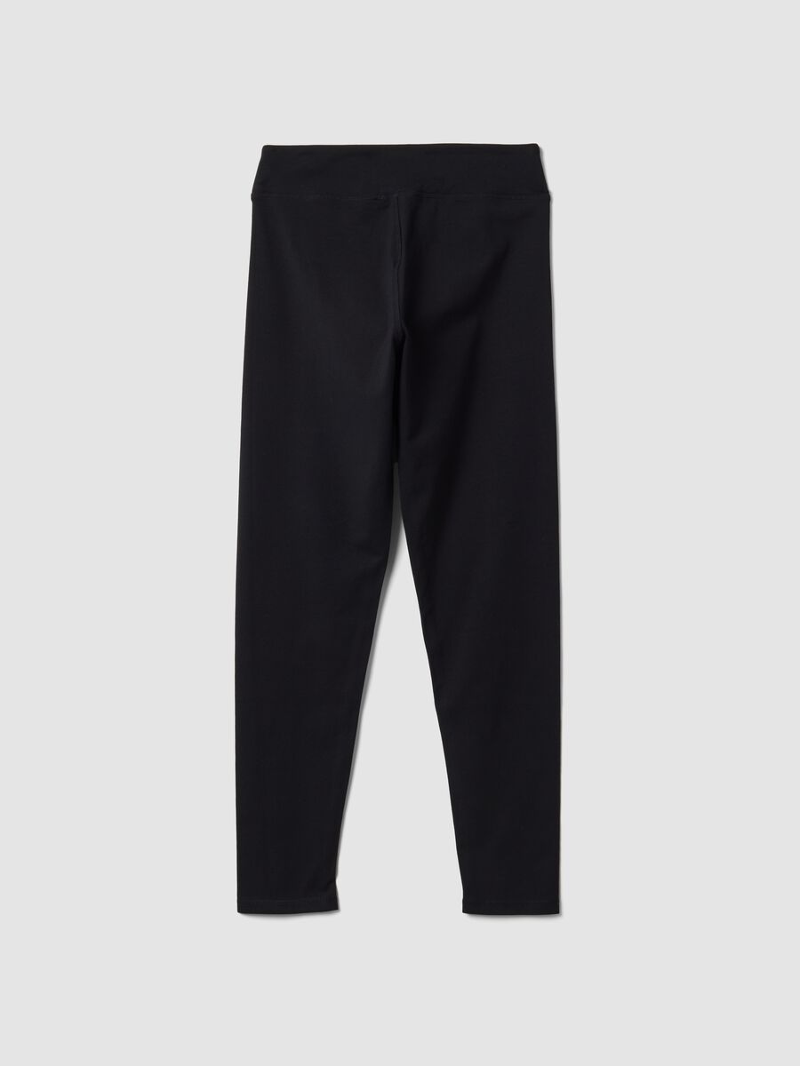Black stretch cotton slim-fit leggings_5