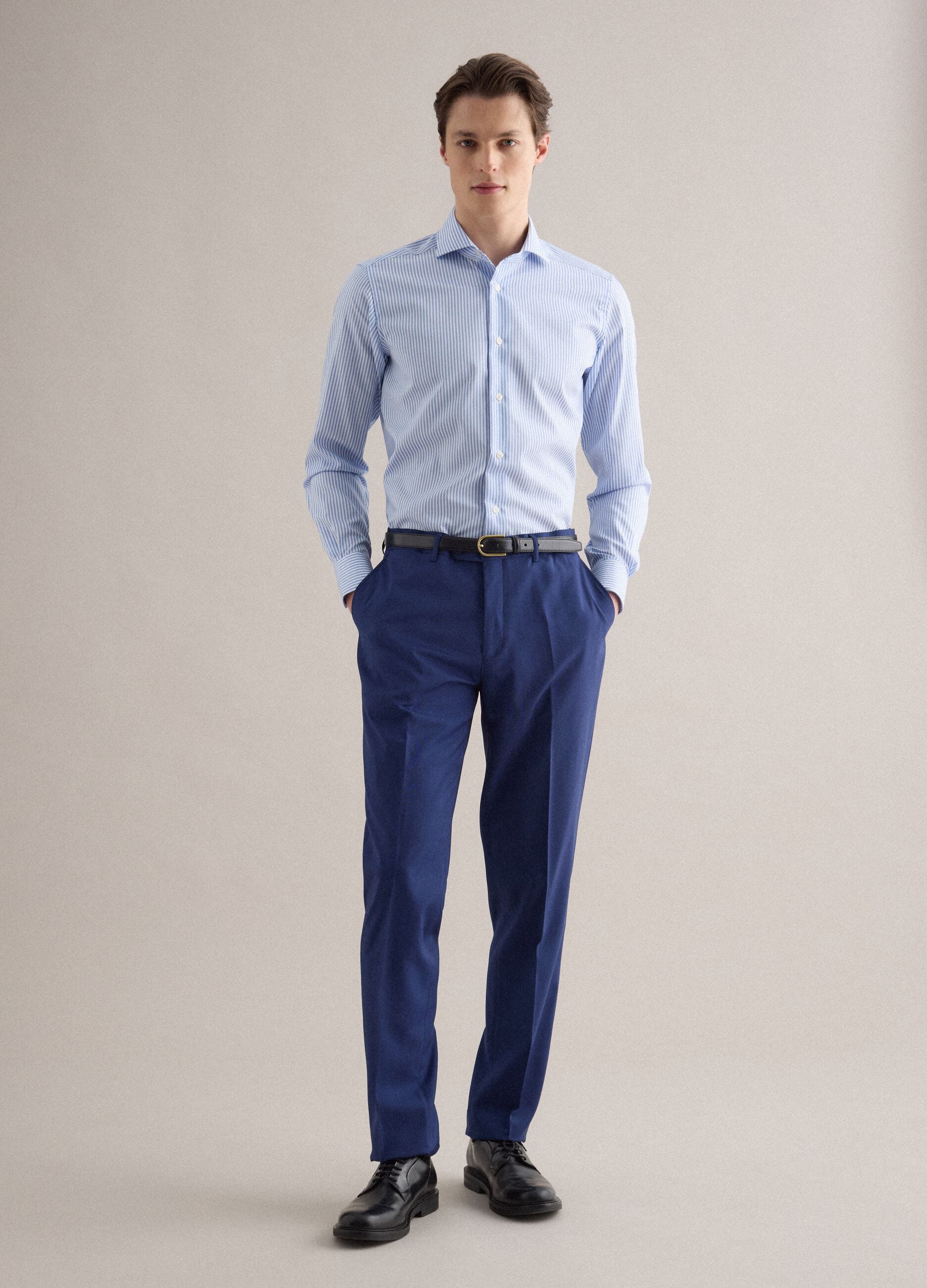 Multicolour striped slim fit pure cotton shirt