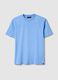 Light Blue Crew Neck Pure Cotton T-shirt Relaxed Fit_4