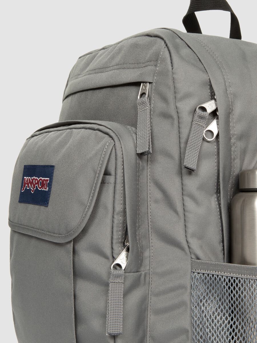 Grey backpack with front pocket and detailing_3