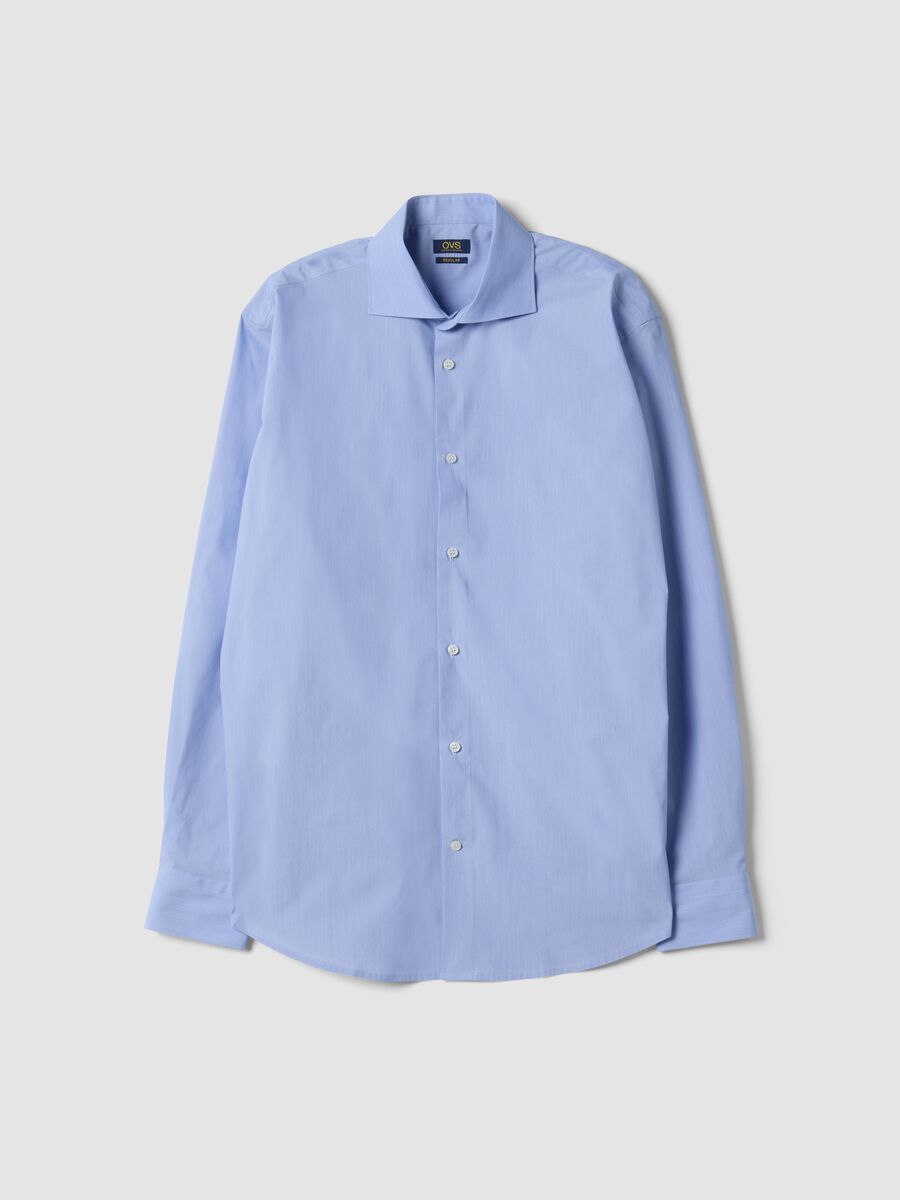 Light blue lyocell-blend shirt with French collar, easy-iron_0