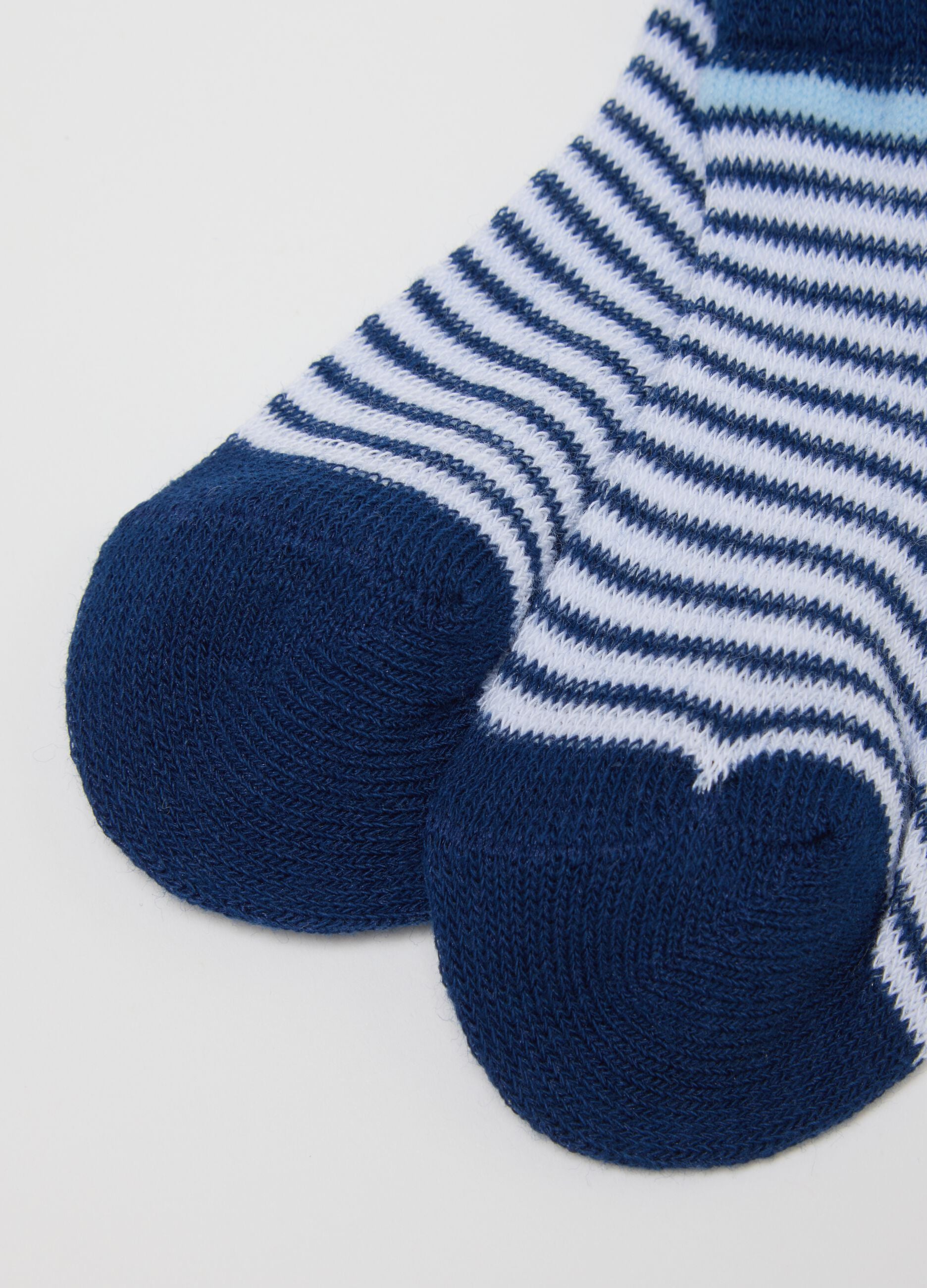 Pack of short cotton blend striped socks for infants