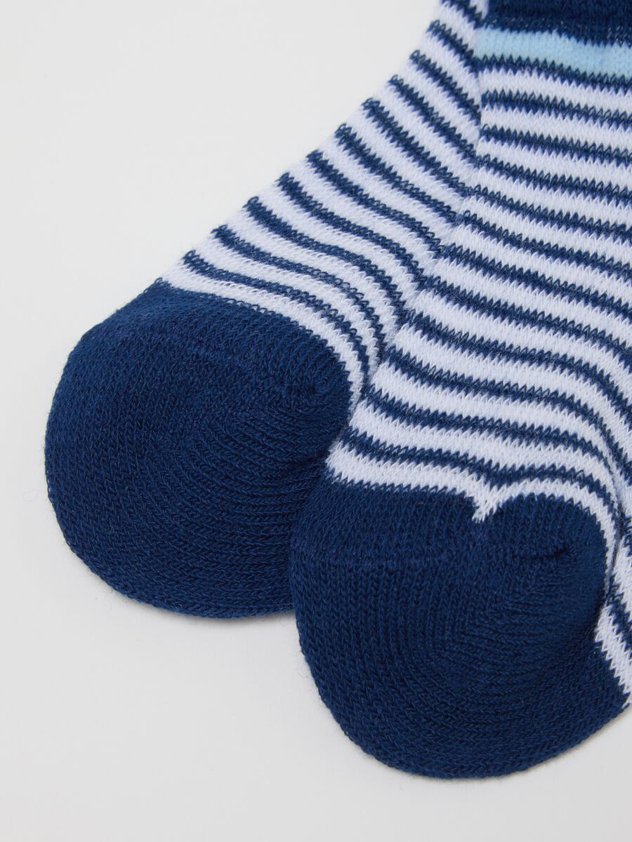 Pack of short cotton blend striped socks for infants_1