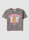 Girls&rsquo; grey stretch cotton T-shirt with capybara print_0