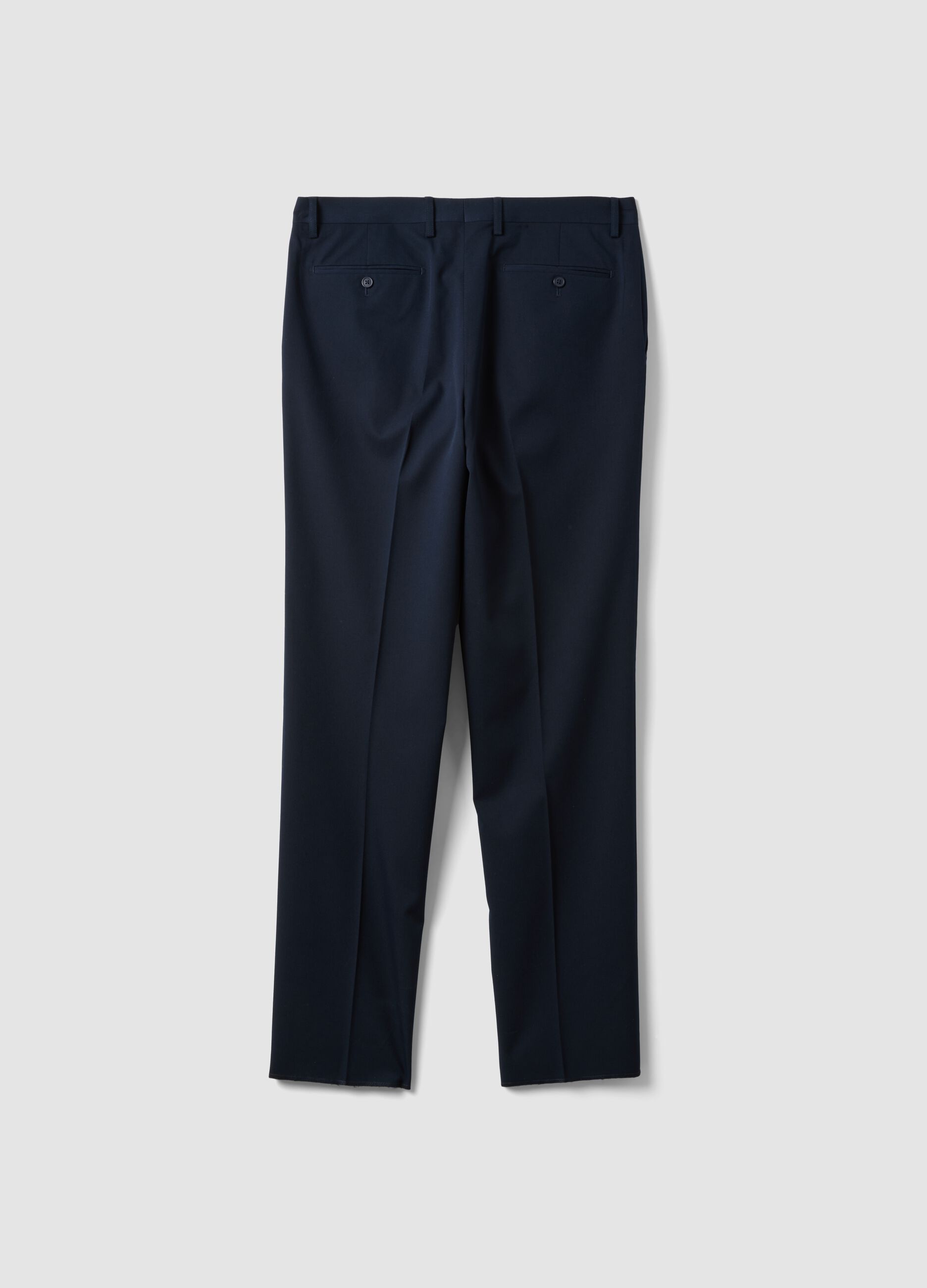 Pantaloni formali blu in viscosa elasticizzata regular fit